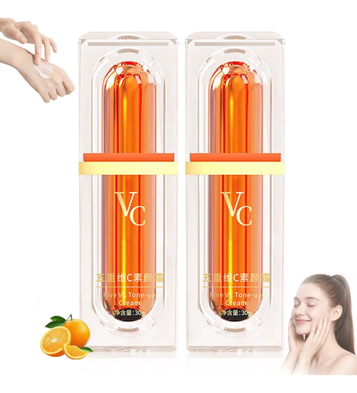 MENGZHIYINJ VitaminC Makeup Tone Up Cream Five VitaminC ToneUp Cream Moisturizing Brightening Concealer Natural Looking Finish Lightweight Long Lasting For Different Skin2PCS - Buy Online on GoSupps.com