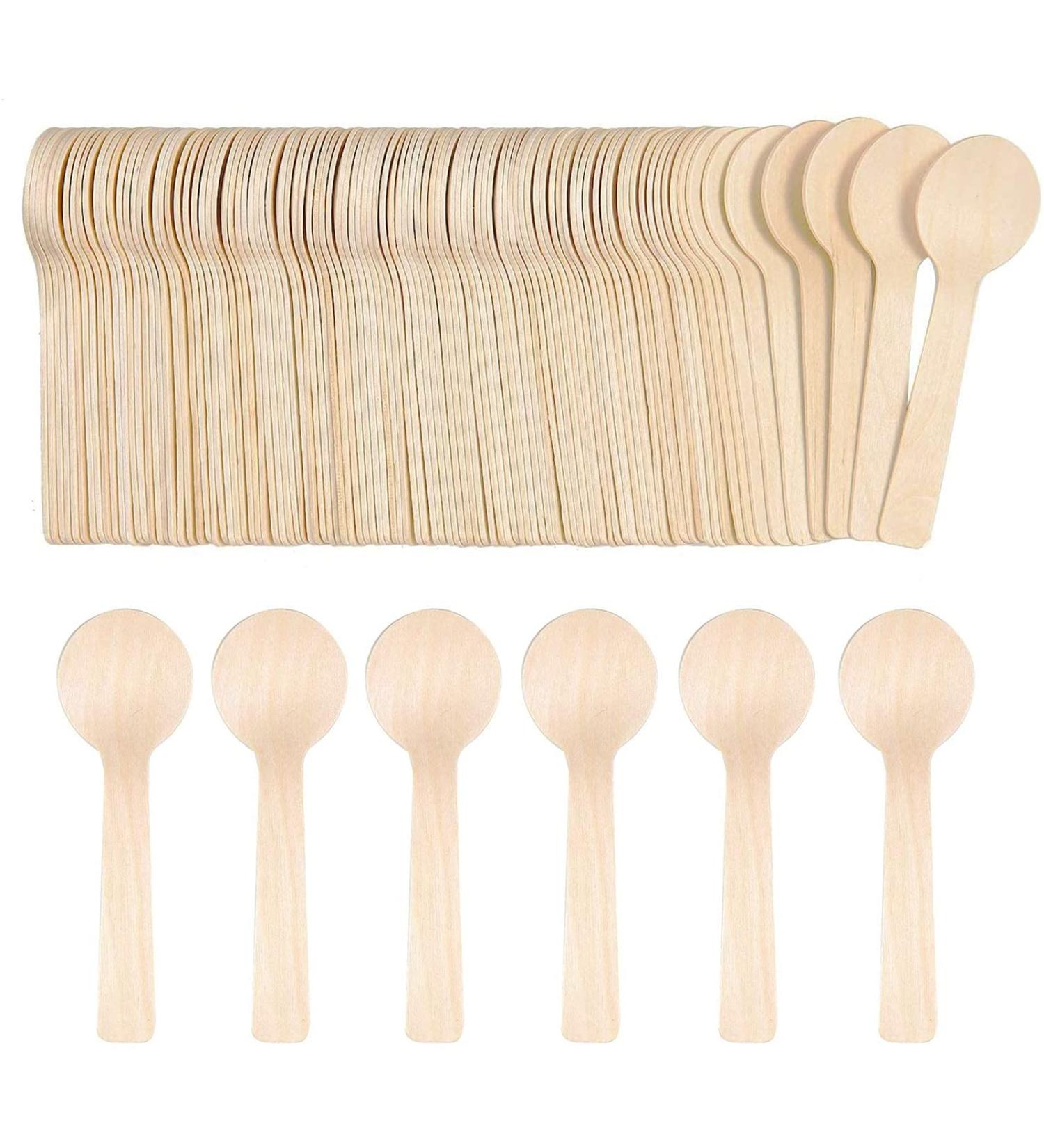 Disposable Wooden Spoons 50 pcs Wooden Cutlery Spoon Compostable for Ice Cream Cake Dessert Spoons (3.94 inches) - Buy Online on GoSupps.com