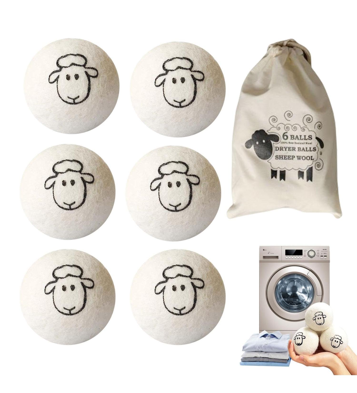 Wool Dryer Balls 6PCS Anti Static Tumble Dryer Balls Reusable Natural Fabric Softener for Laundry Wool Balls for Tumble Dryer Wool Dryer Balls to Reduce Drying Time Wrinkles and Static - Buy Online on GoSupps.com