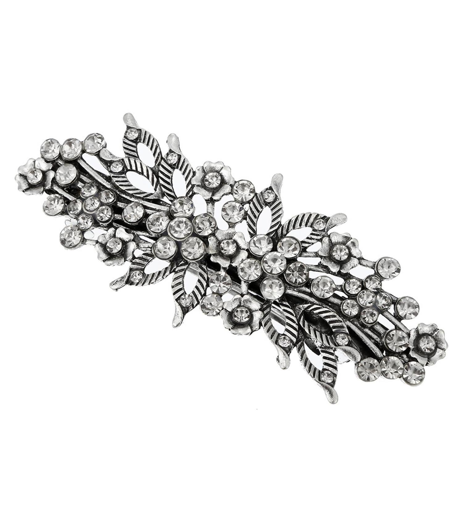 Vintage Hair Clips Rhinestone Hair Barrette Antique Style Bridal Wedding Hair Accessories for Women Elegant Rhinestone Silver Hair Clip Crystal Hair Accessory for Wedding Birthday Prom Gift - Buy Online on GoSupps.com