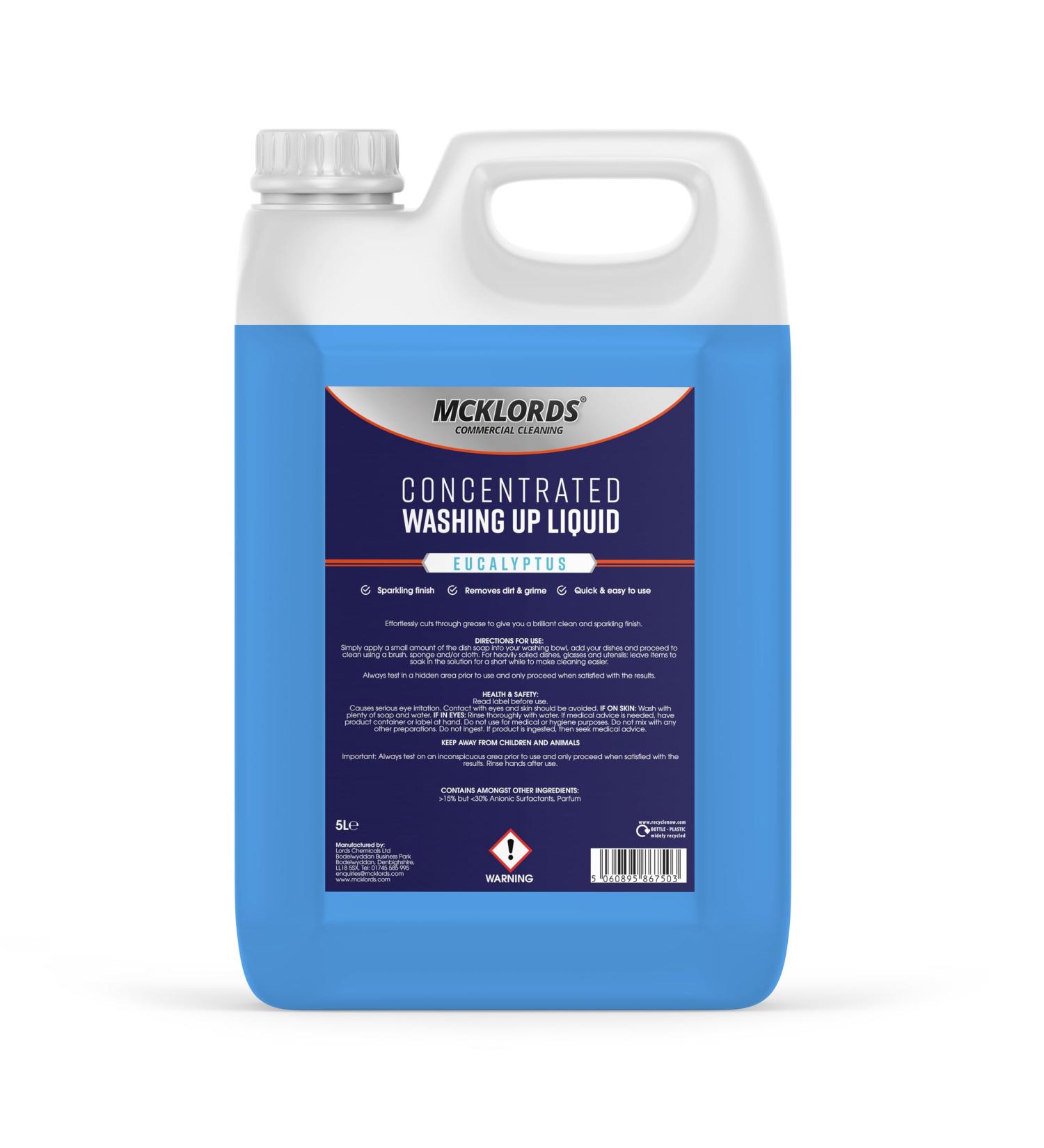 Commercial Concentrated Washing Up Liquid - Eucalyptus - 5 Litre - Buy Online on GoSupps.com