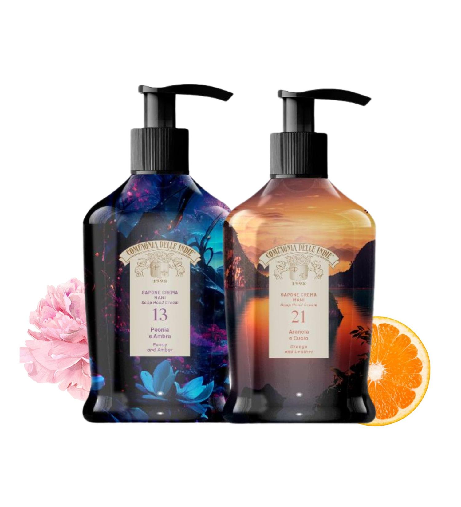COMPAGNIA DELLE INDIE Liquid hand soap - Liquid soap - Liquid hand soap - Liquid soap for delicate hands - 300 ml size (Peony and Orange)