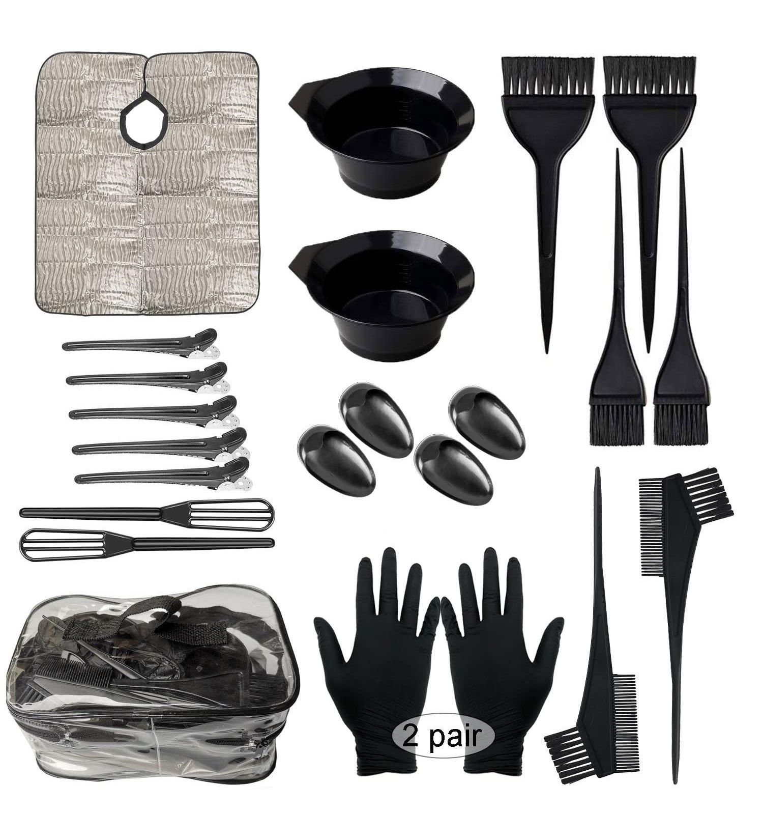 SYCLS 24-Piece Hair Dye Set - Professional DIY Hair Color Tools for Home Salon - Black Hair Dye Kit - Buy Online on GoSupps.com