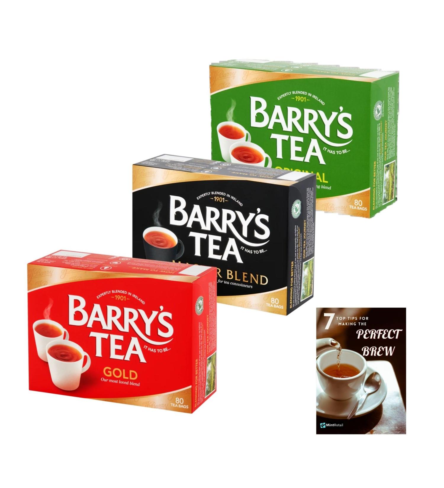 Barrys Tea Bags Tea Selection Bundle - 240 Tea Bags with Barrys Tea Gold Blend Barry' s Tea Master Blend and Barry's Tea Irish Breakfast Tea Including Mint Retail Perfect Brew Guide - Buy Online on GoSupps.com