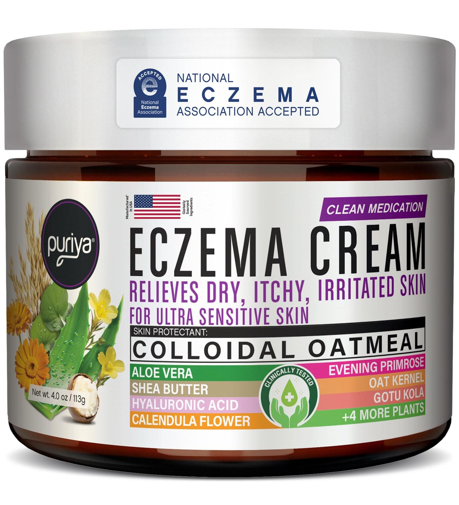 Puriya 5-in-1 Eczema Cream for Kids Baby Toddler Adults Advanced Colloidal Oatmeal Lotion for Dry Itchy Skin Relief on Face and Body Clinically Tested Intensive Moisturizing Eczema Treatment - Buy Online on GoSupps.com