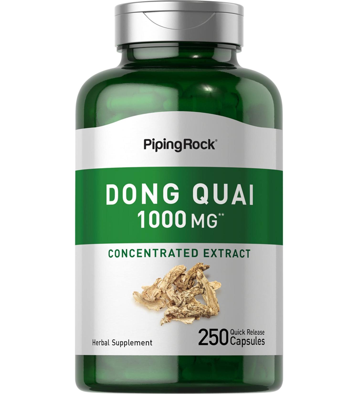 Piping Rock Dong Quai Capsules 1000mg - 250 Capsules Herbal Supplement with Dong Quai Root Extract - Non-GMO & Gluten Free - Buy Online on GoSupps.com