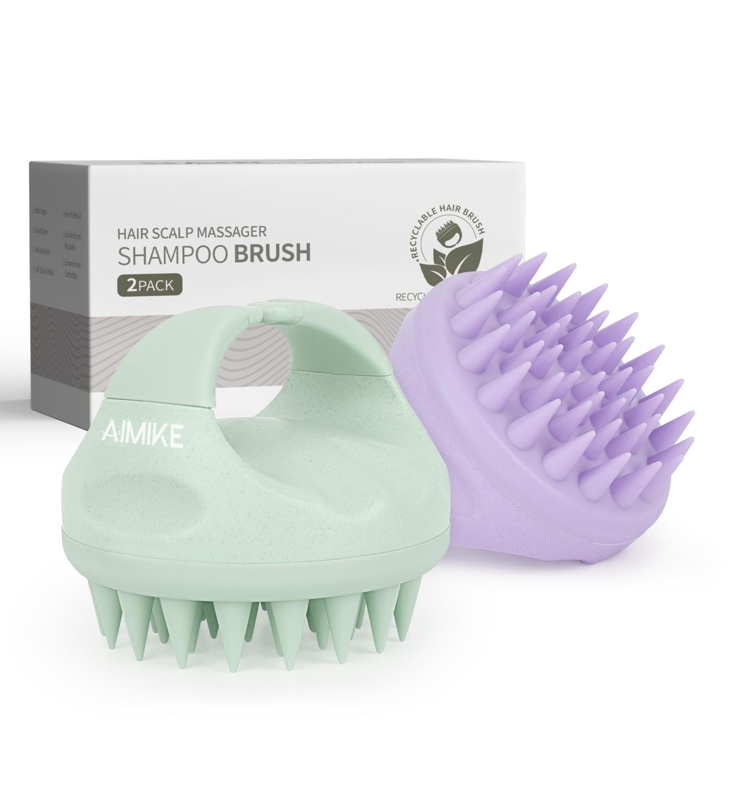 Buy Aimike Scalp Massage Brush - Soft Silicone Shampoo Brush for Hair Growth Dandruff Relief & Scalp Care | Green & Lilac Options - Buy Online on GoSupps.com