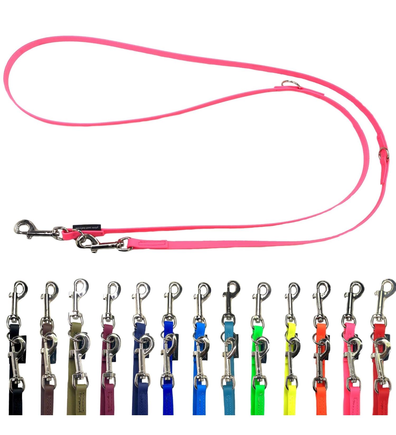 Adjustable Biothane Dog Leash for Small & Large Dogs Durable 2m to 5m Lengths with Silver Hook 2.40m x 16mm Pink - Buy Online on GoSupps.com