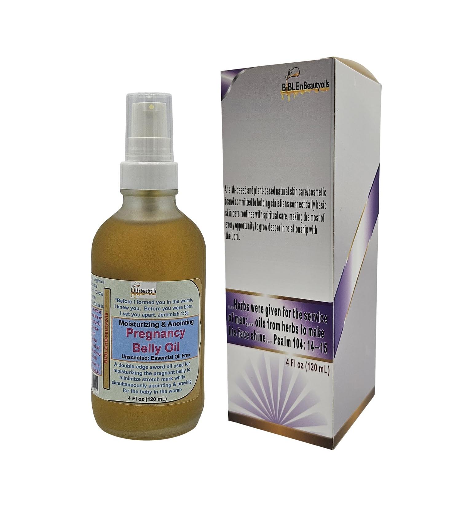 BiblenBeautyoils Moisturizing and Anointing Pregnancy Belly Oil Pregnancy Oil for Stretch Mark Prevention and Belly Care Essential Oil Free Belly Oil for Pregnant Women (Unscented 4 Fl Oz) - Buy Online on GoSupps.com