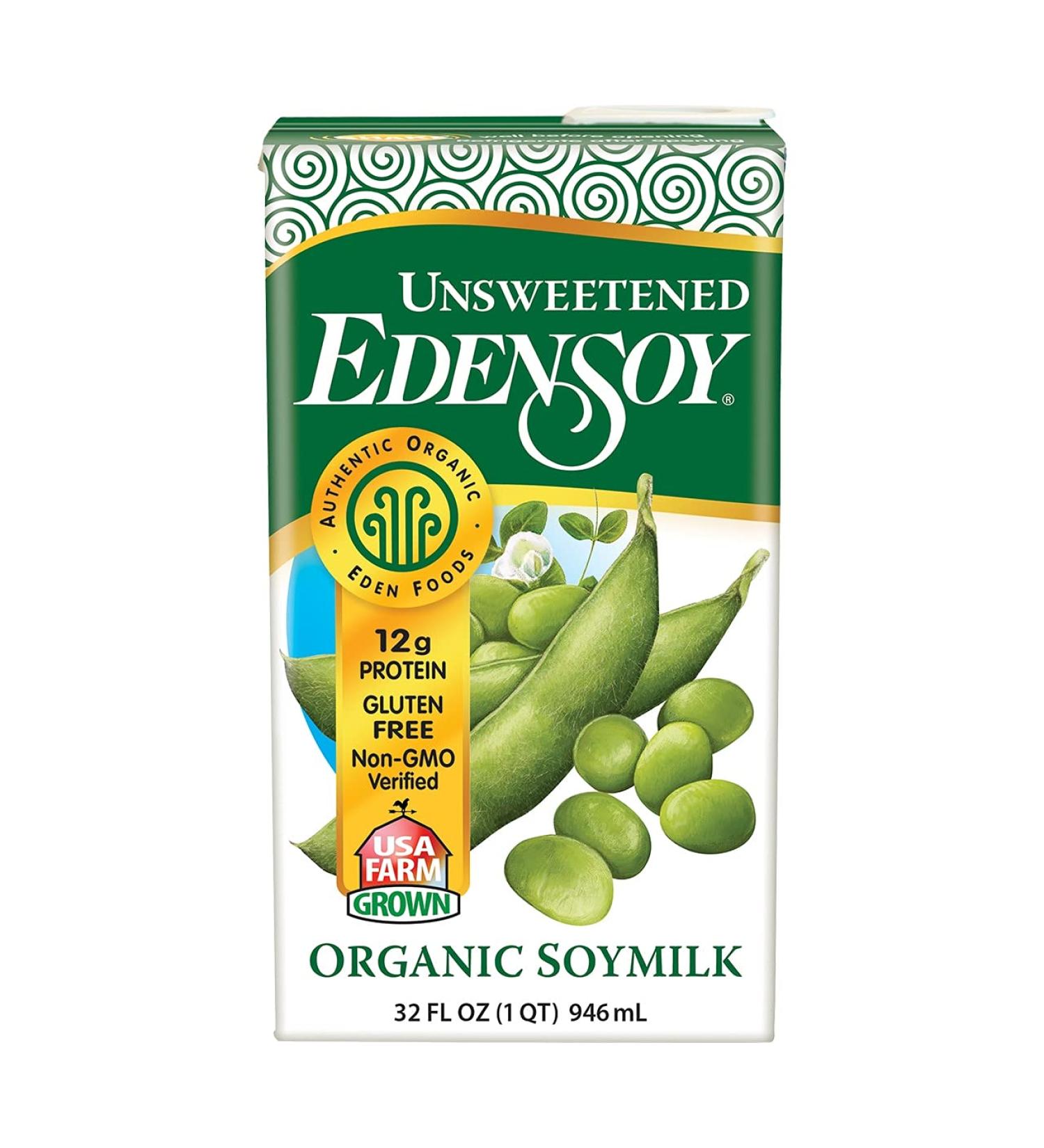 EdenSoy Unsweetened Organic Soymilk 32 fl oz - Non-GMO, Vegan - Buy Online on GoSupps.com