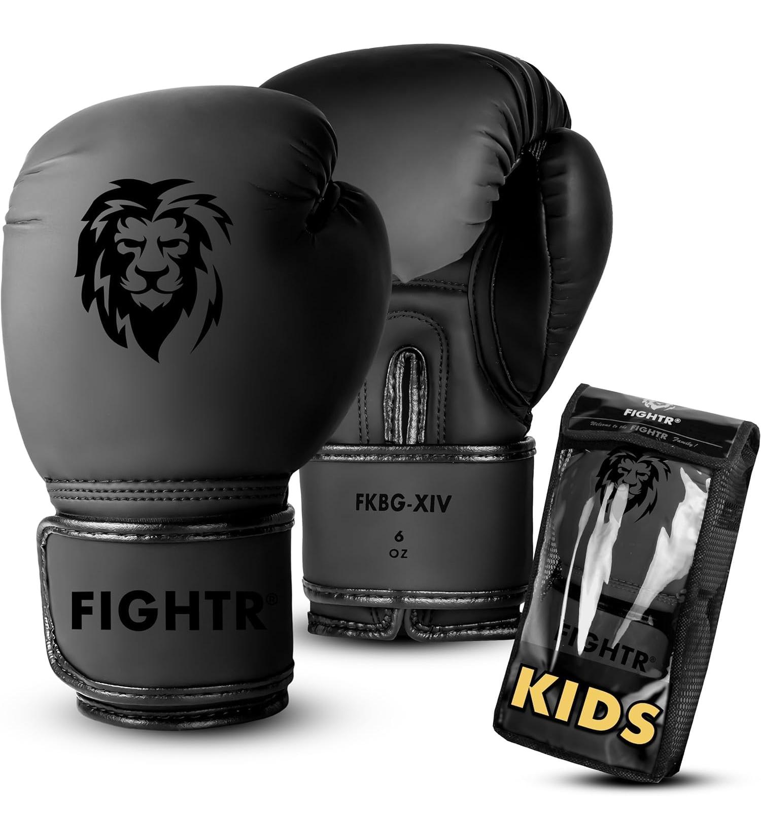 Fightr Children s Boxing Gloves | Maximum Protection for Kids | 04-06 oz Junior Gear for Boxing MMA Muay Thai & Kickboxing | Includes All-Black Carrying Bag - Buy Online on GoSupps.com