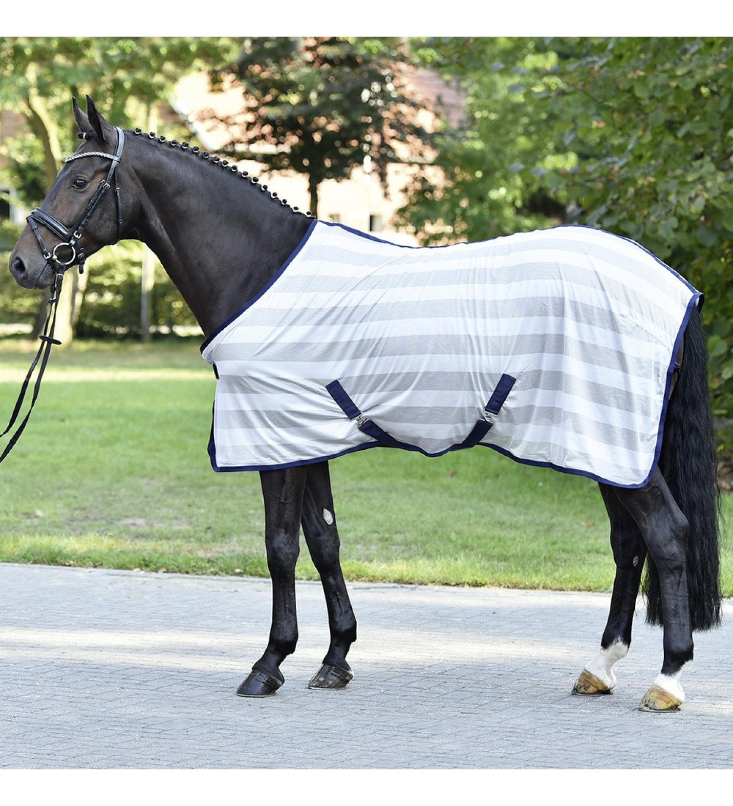 Busse Transport Fly Sheet - Stripe Silver (Navy) | 145 cm Back Length - International Shipping - Buy Online on GoSupps.com