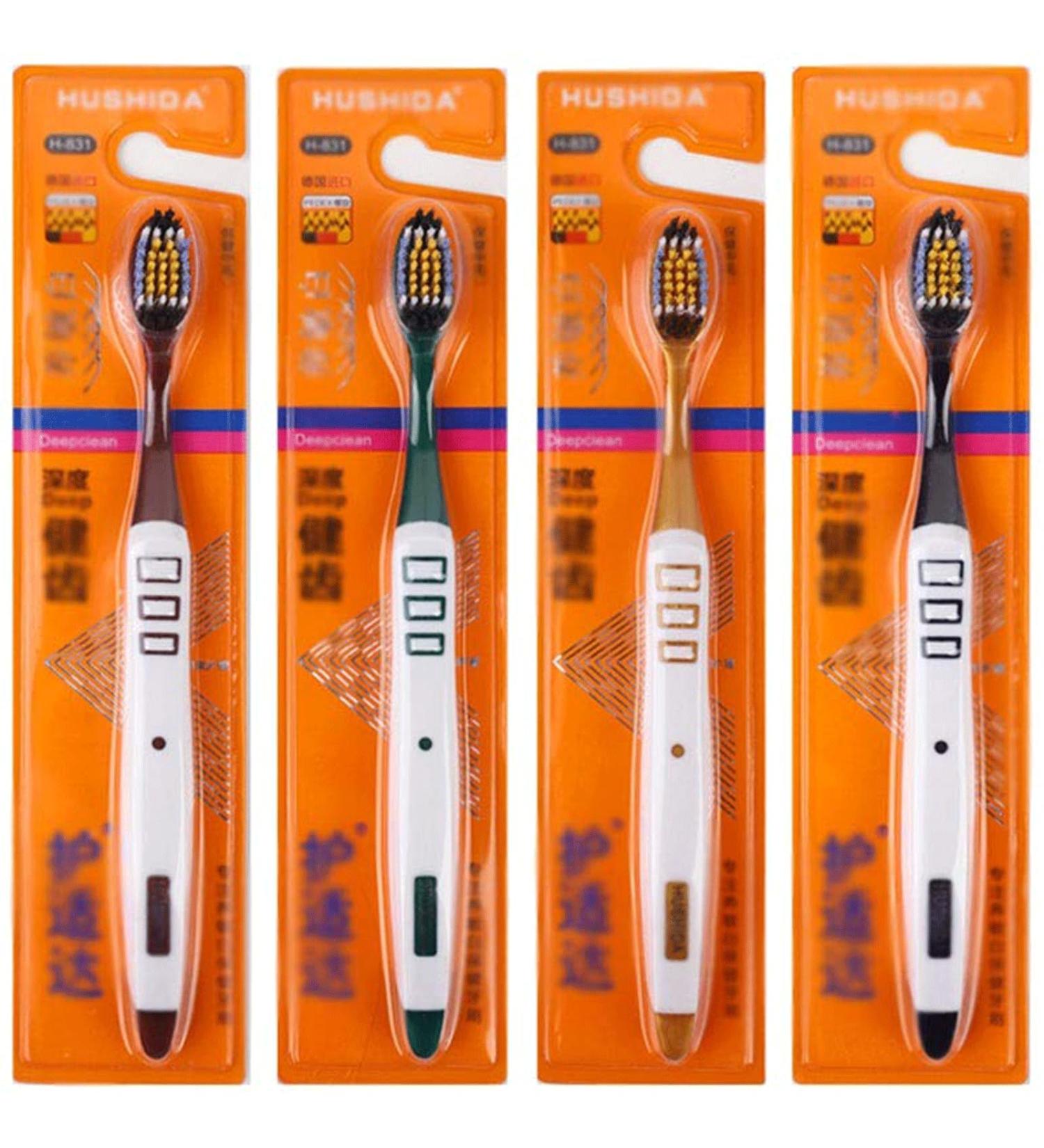 Zumaha Compact Toothbrush 4-Pack | Ergonomic Design Medium-Hard Bristles Travel Toothbrush for Men & Women - Buy Online on GoSupps.com