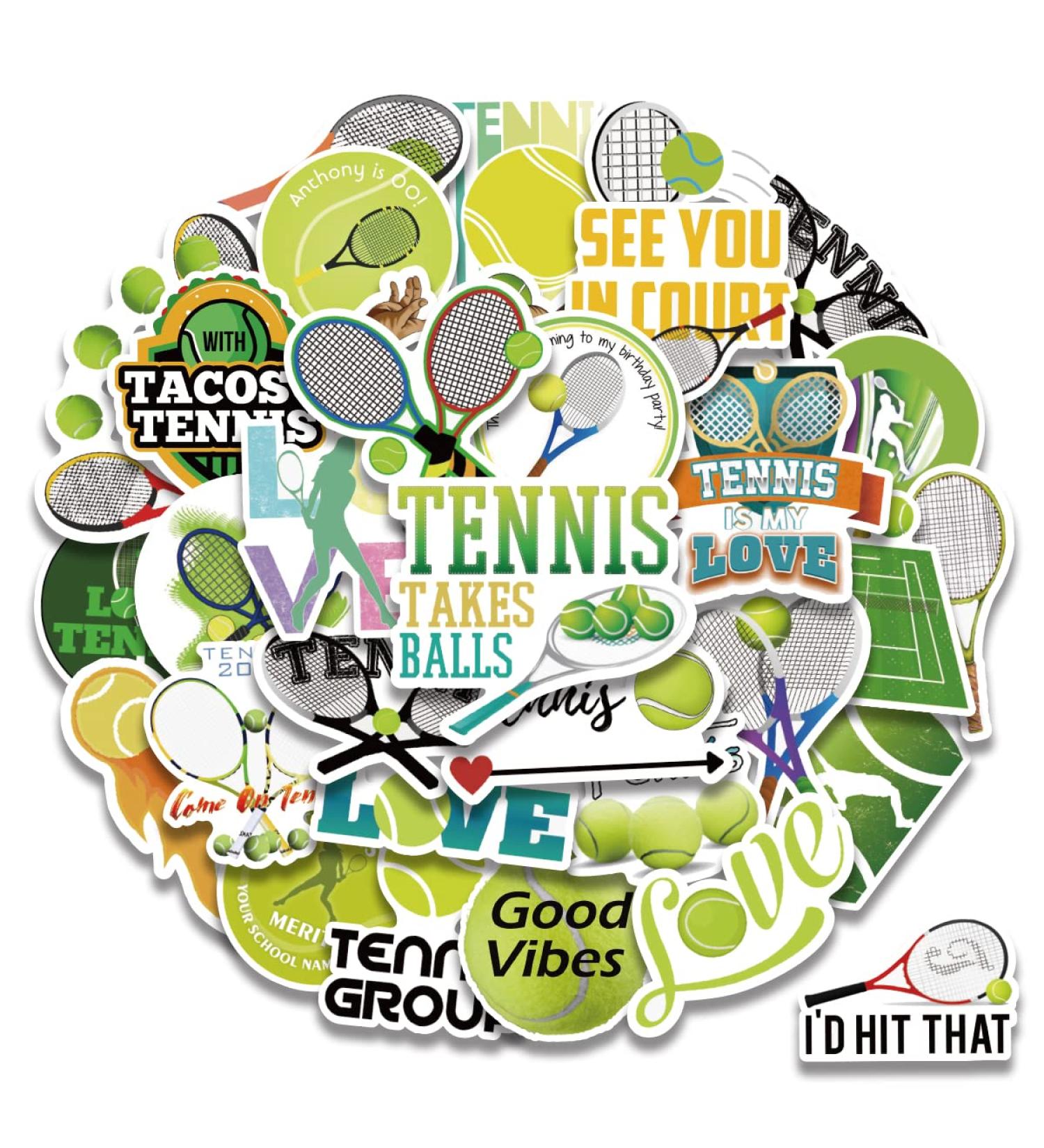 50PCS Tennis Stickers - Fun Tennis Gifts for Teens/Kids | Sports Stickers for Water Bottles - Buy Online on GoSupps.com