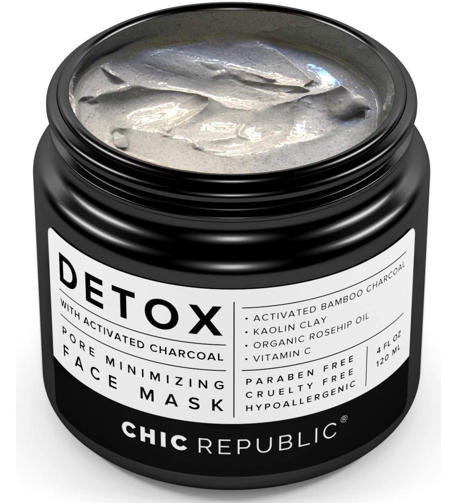 Organic Charcoal and Clay Mask with Kaolin Clay, Rosehip Oil, Vitamin C - Acne & Blackhead Treatment - Buy Online on GoSupps.com