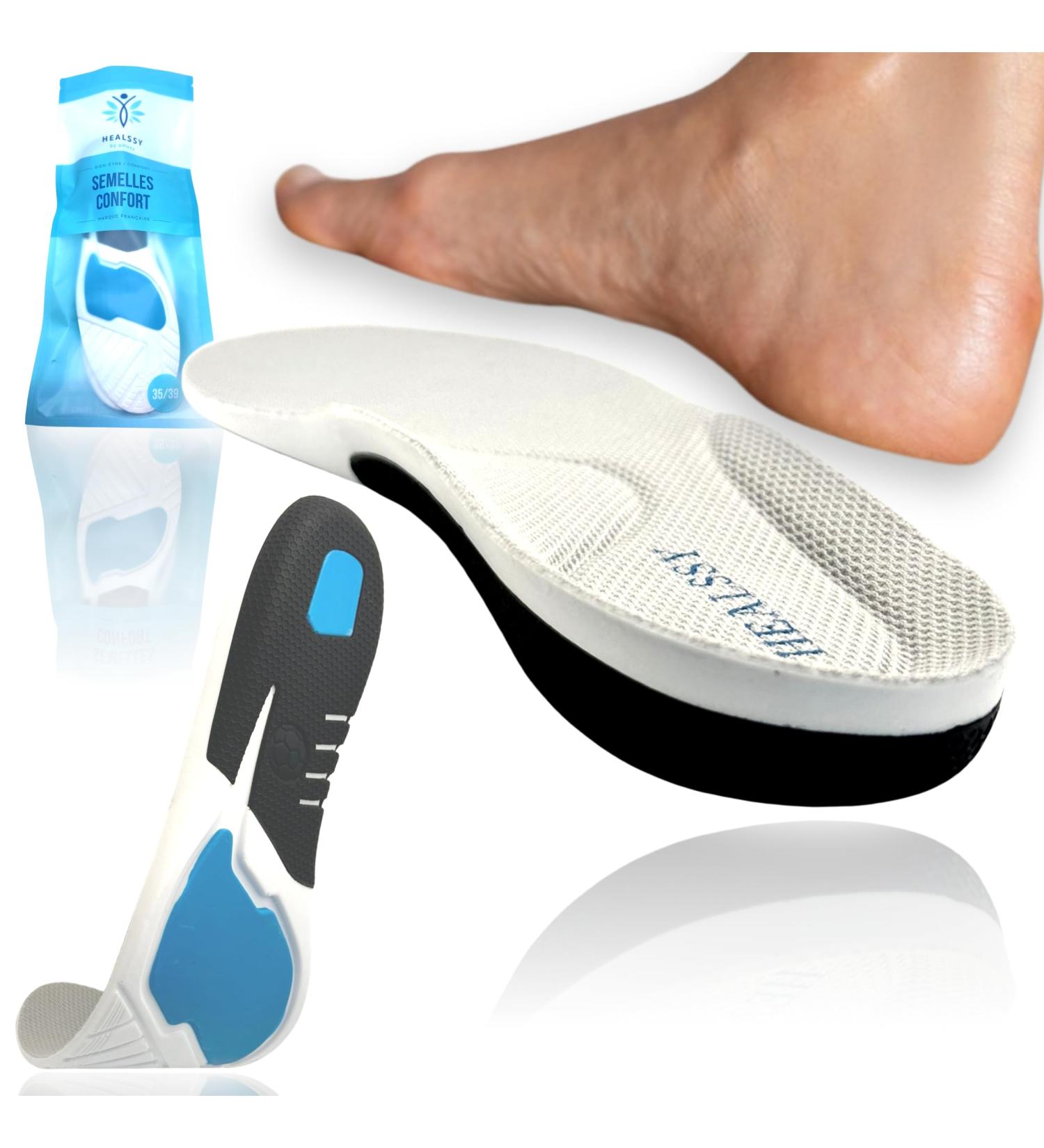 Orthopedic Gel Insoles for Flat Feet - EU Sizes 41-44 | Pain Relief for Heel Spur & Plantar Fasciitis | Unisex Comfort & Support - Buy Online on GoSupps.com
