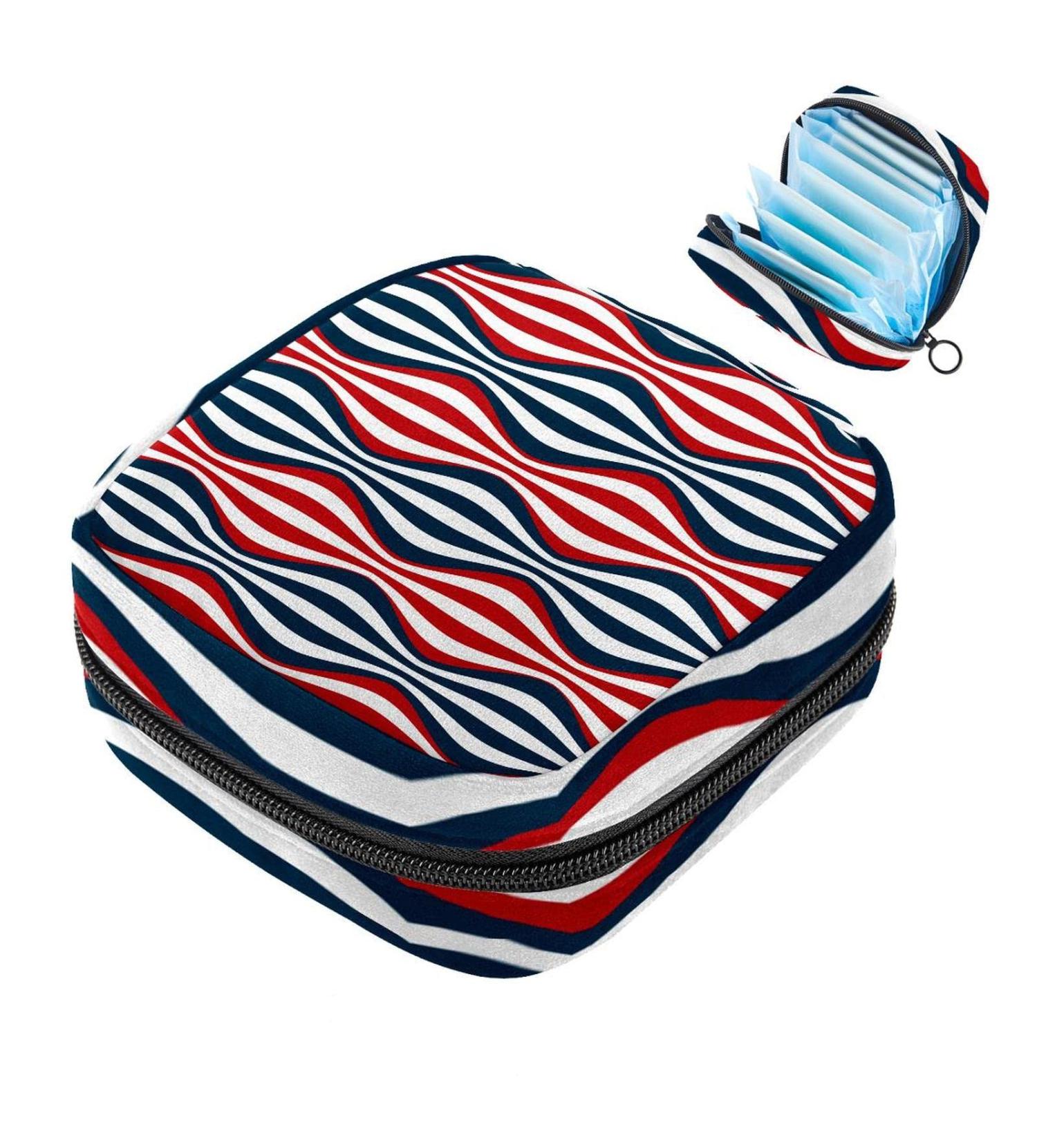 Stylish Storage Bags for Women: American Stripes & Waves - Perfect for Menstrual Cups & Tapes - Buy Online on GoSupps.com