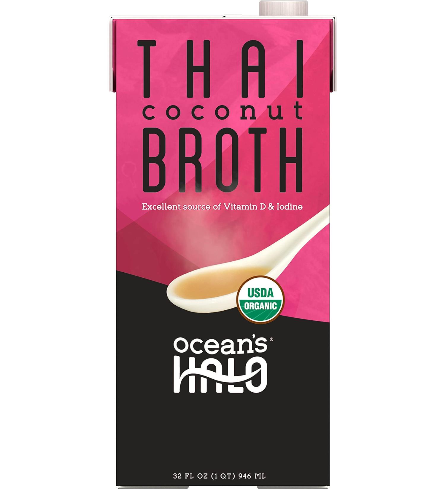 Ocean's Halo Organic Vegan Thai Coconut Broth - 32 Fl Oz | Healthier Cooking Base - Buy Online on GoSupps.com