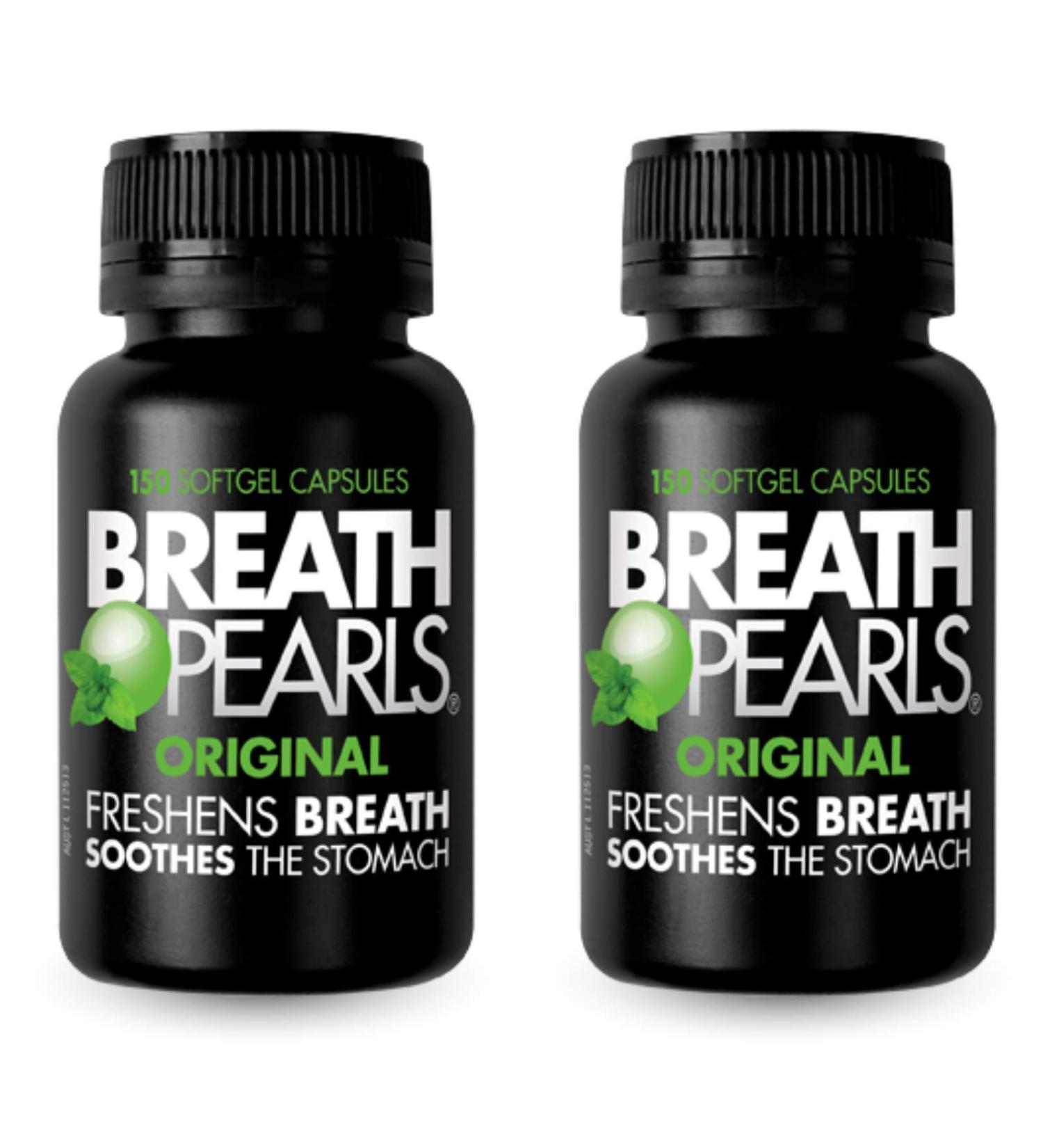 Breath Pearls Original Freshens Breath (150 softgels) New pack 150 counts x 2 Pack (Total 300 Softgels)