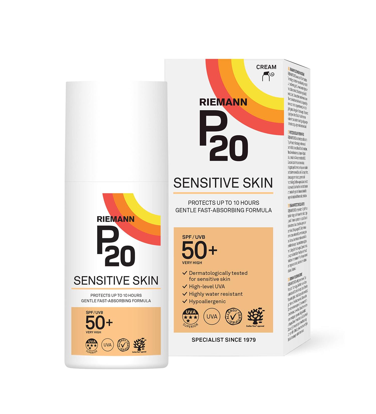 RIEMANN P20 SPF50 Sensitive Sun Cream 100 ml White SPF50+ 100 ml (Pack of 1) - Buy Online on GoSupps.com