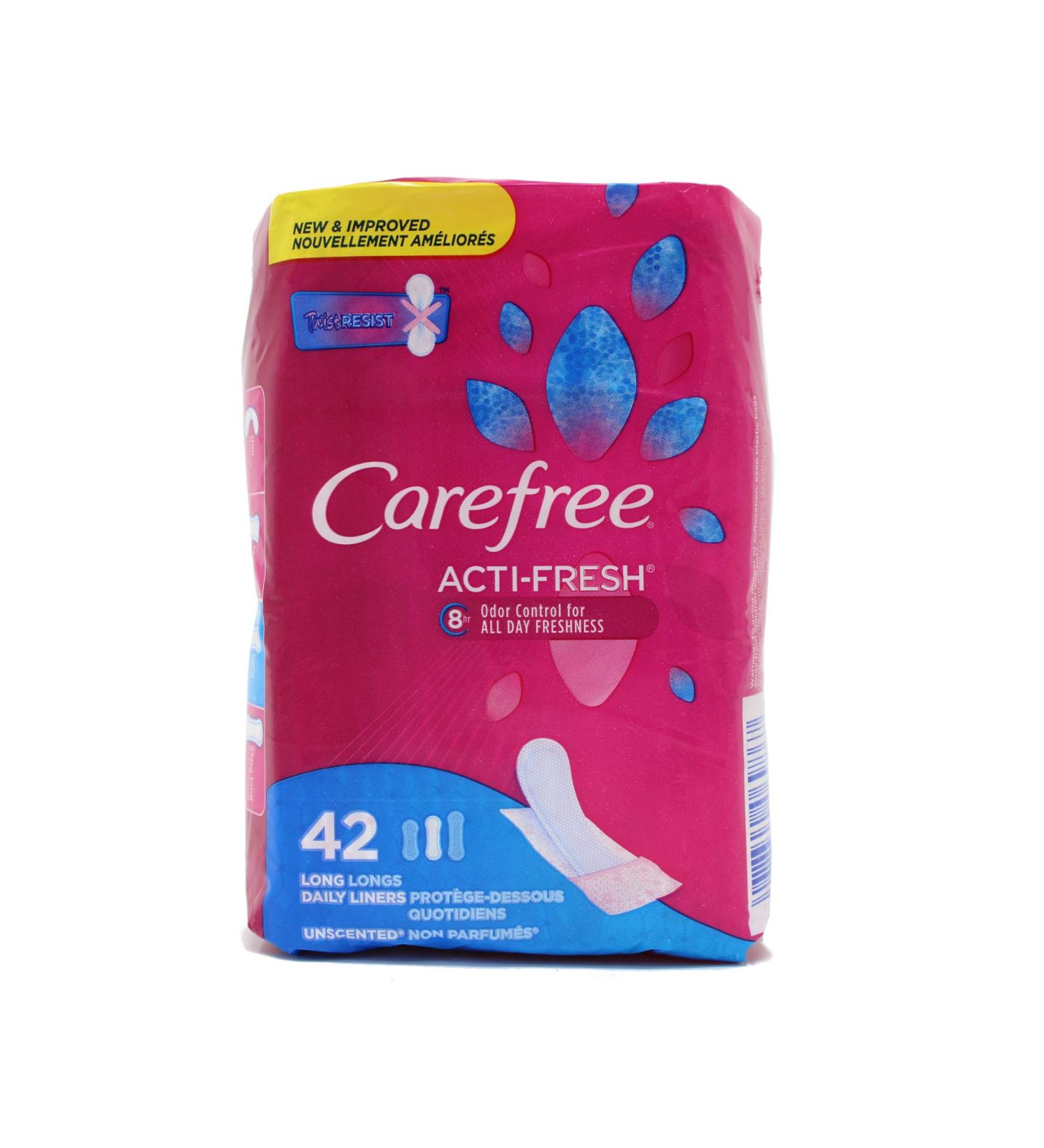 Carefree Acti-Fresh Body Shape Pantiliners Long To Go Unscented - 126 Liners | Pack of 3 - Buy Online on GoSupps.com