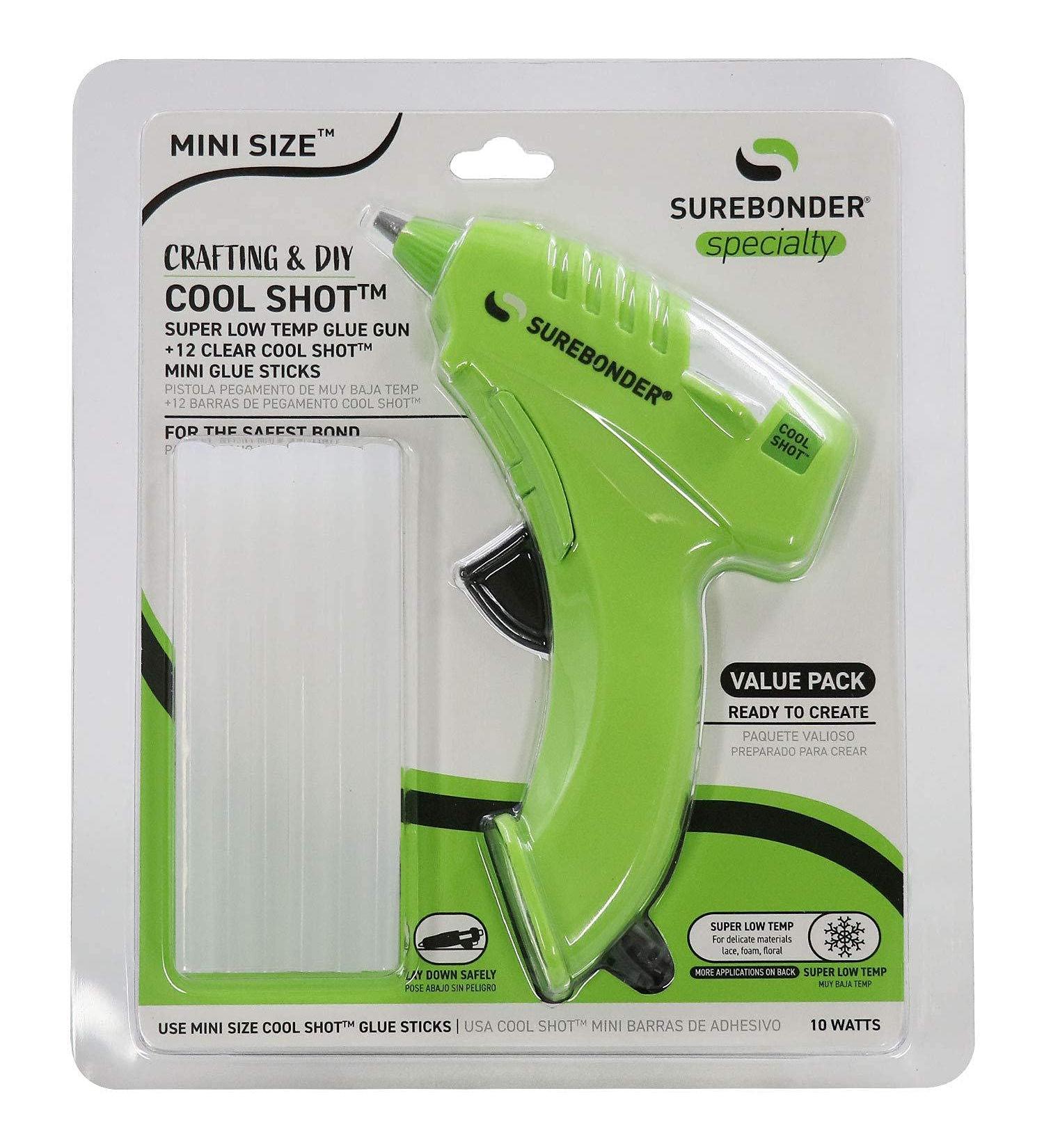 Surebonder Ultra Low Temperature Cool Shot Mini Glue Gun  Compact Size  Extra Safe at 10 Watts  Bonds Delicate Materials Like Paper  Fabric  Foam  Flowers  12 Sticks Included (Plus Series KD-160FKIT) - Buy Online on GoSupps.com