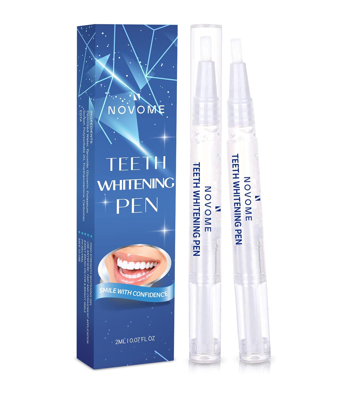 NOVOME Teeth Whitening Pen (2 Pcs) - 20+ Uses, Effective & Painless, No Sensitivity, Travel-Friendly, Easy to Use - Natural Mint Flavor for a Beautiful White Smile! - Buy Now - Buy Online on GoSupps.com