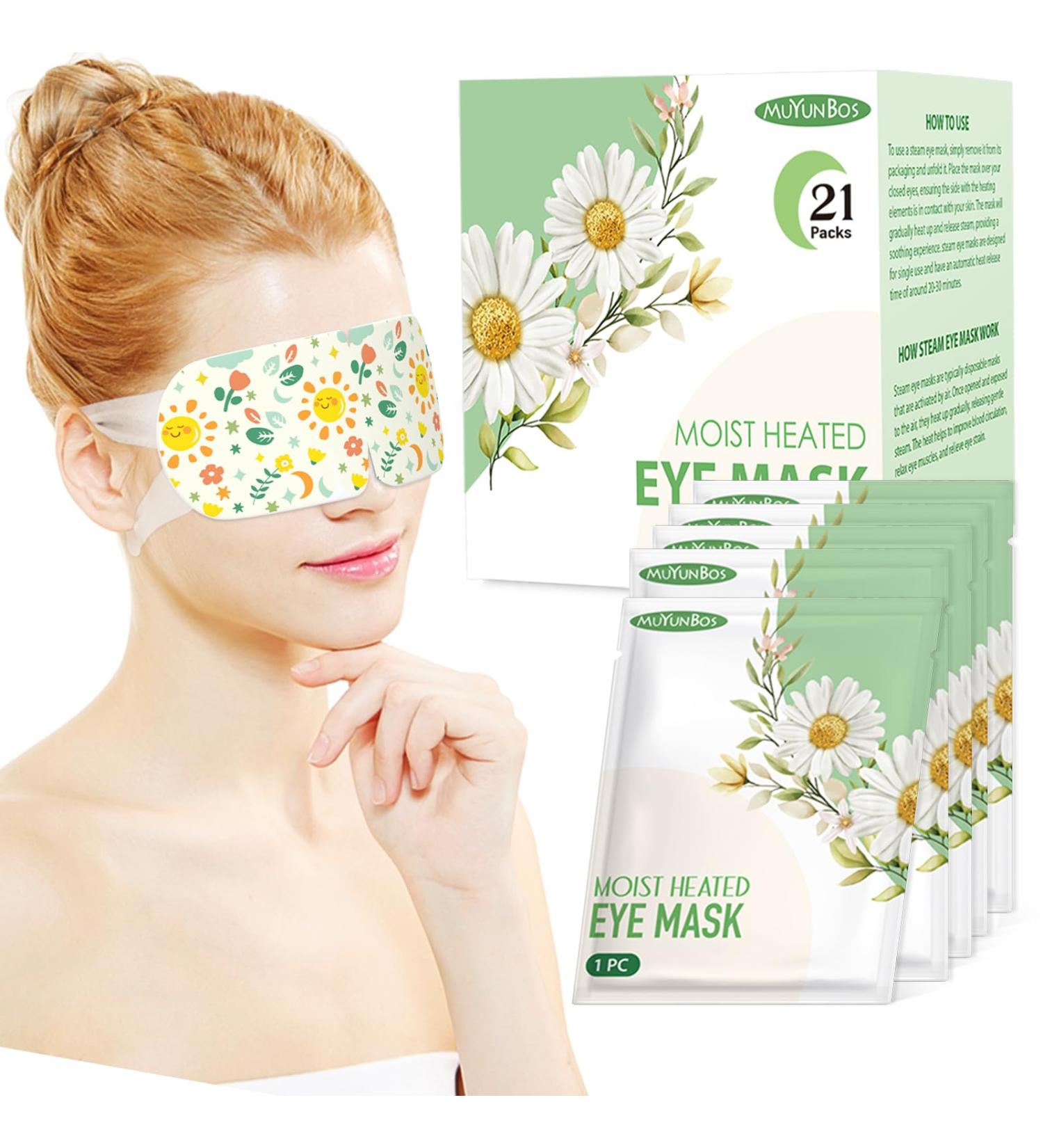 MUYUNBOS 21 PACKS Self Heated Eye Mask Disposable Soothing Steam Eyes Moisturizing Heat Eye Mask Warm And Comfy For Migraines Tired Eyes Dry Eyes (Chamomile) - Buy Online on GoSupps.com