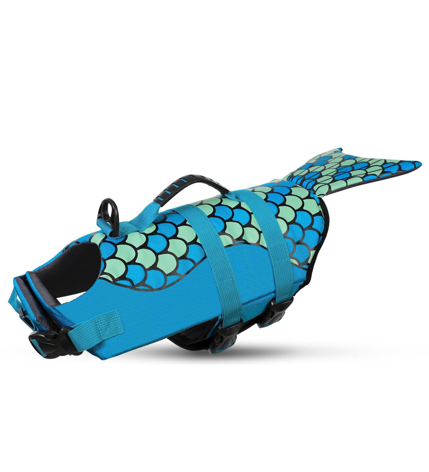 Cit toile Dog Swimming Jar - Life Jacket for Small Medium & Large Dogs with Mermaid Tail | Glau Mermaid-Blue Dog Lifeguard Vest - Buy Online on GoSupps.com