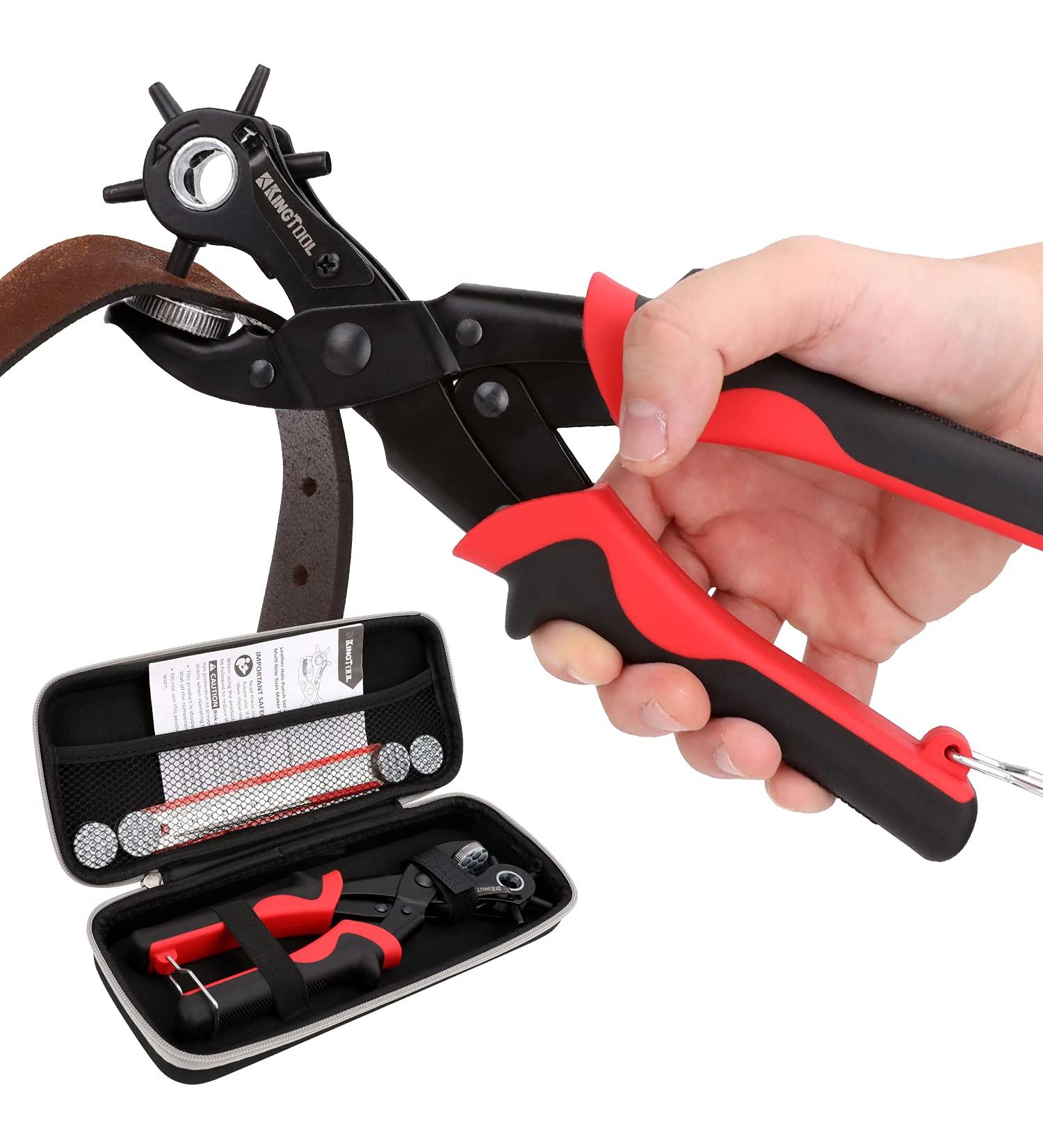 KingTool Leather Hole Punch Set  Super Heavy Duty Rotary Puncher  Multi Hole Sizes Maker Tool Red - Professional Leather Hole Punch Set - Buy Online on GoSupps.com