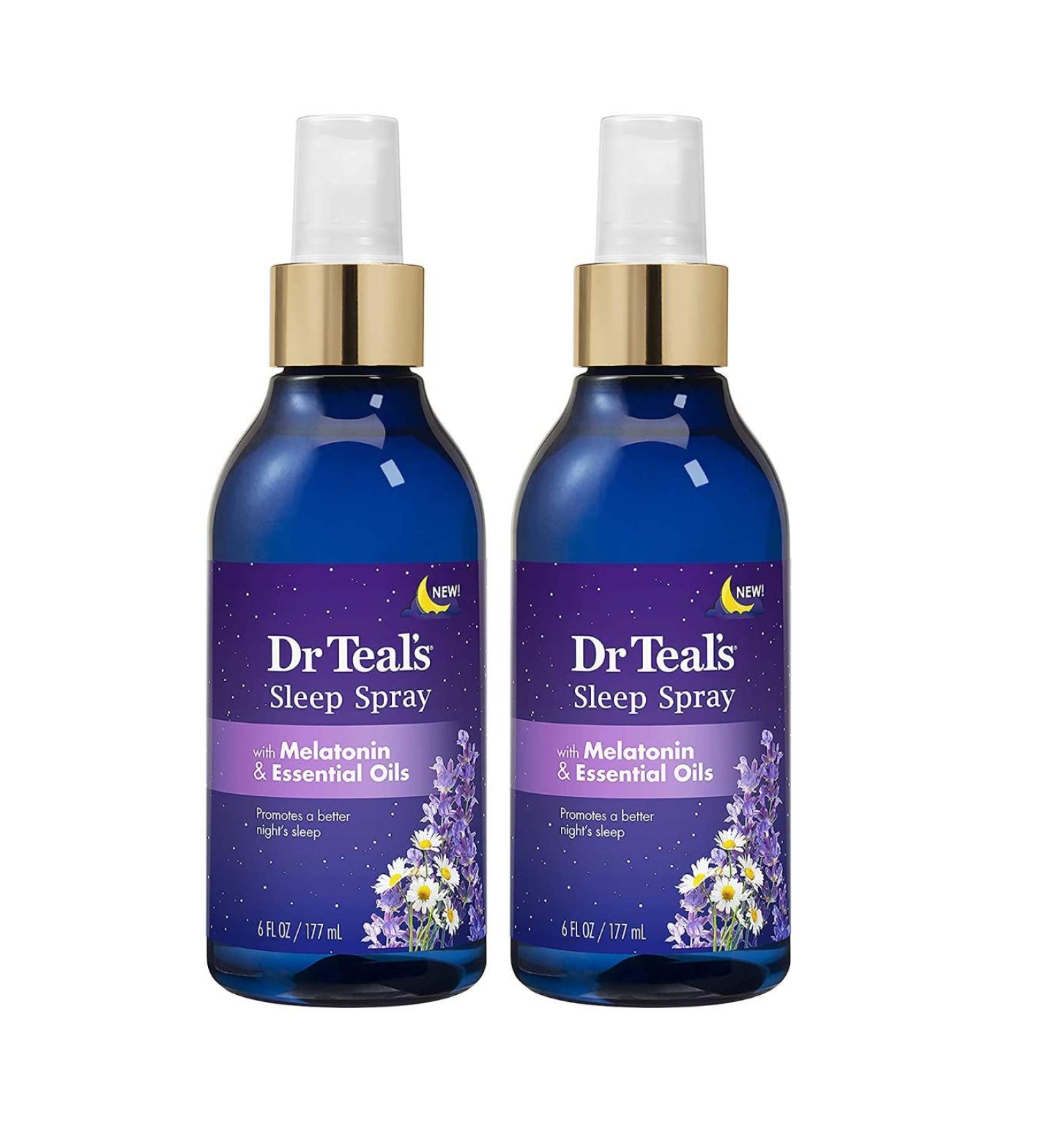 Dr. Teal's Sleep Spray with Melatonin & Essential Oils Gift Set (2 Pack 6 fl oz ea.) - Nighttime Therapy Formula with Chamomile & Lavender - Ease Sore Muscles While Promoting a Better Nights Sleep