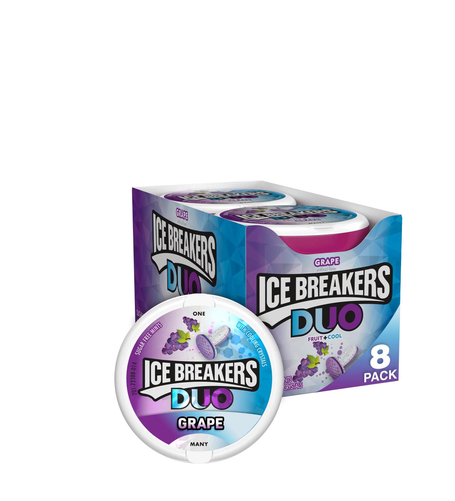 Ice Breakers Duo Grape Sugar Free Breath Mints 1.3 oz Tins (8 Pack) - Buy Online on GoSupps.com