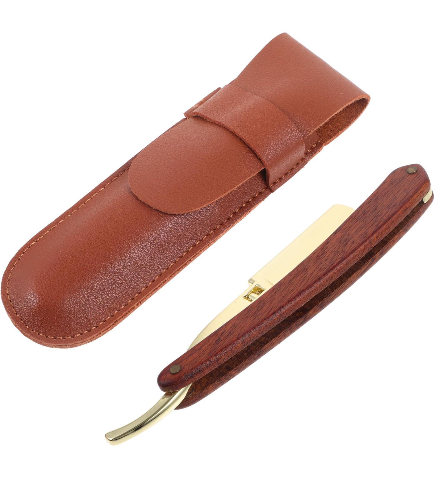 EXCEART Vintage Metal Razor - Steel Folding Edge Mustache Shaper with Wooden Handle for Home Salon - Buy Online on GoSupps.com