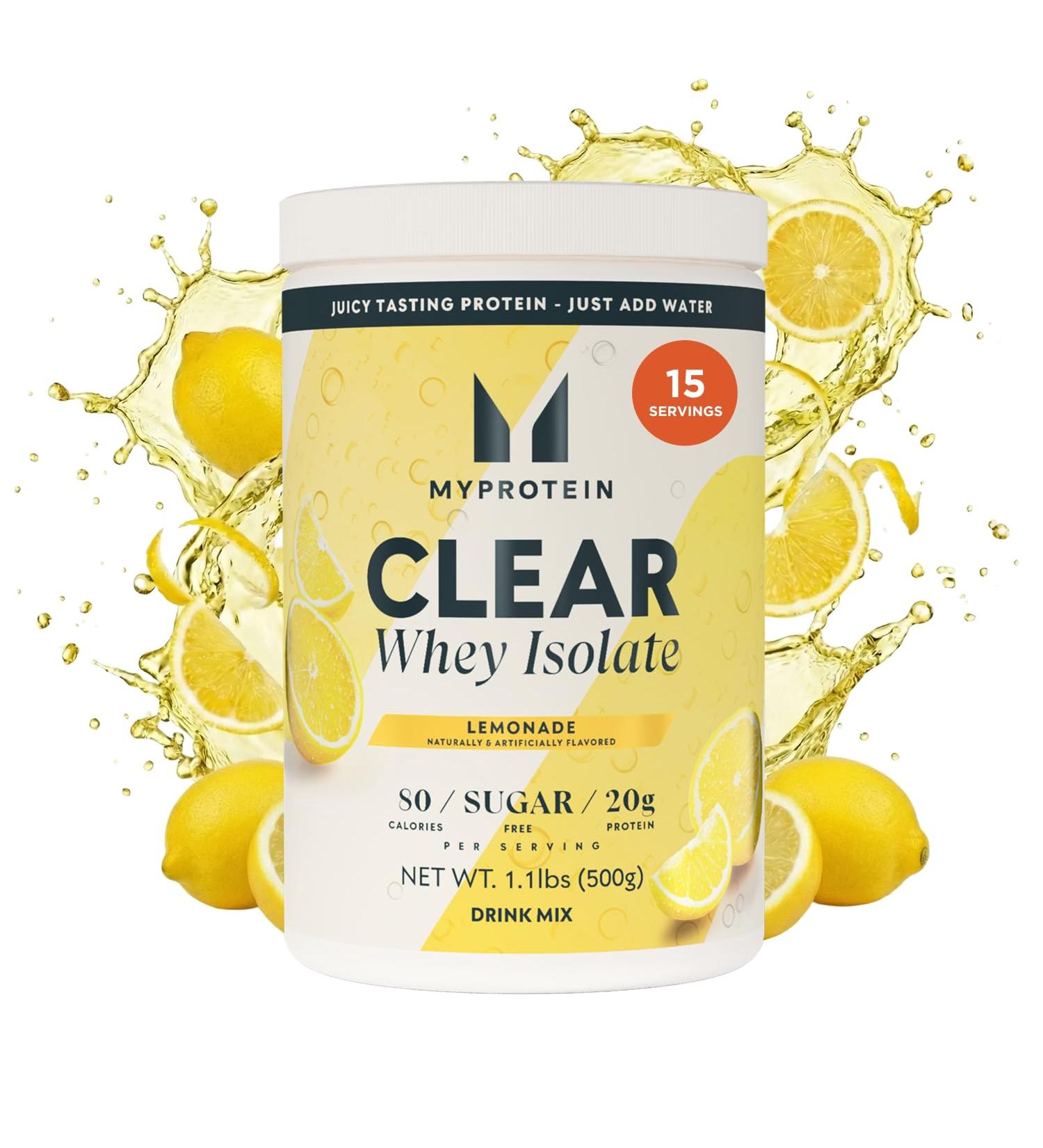 Myprotein Clear Whey Isolate Protein Powder 15 Servings (0.8lbs) Lemonade 20g Protein per Serving Naturally Flavored Drink Mix Daily Protein Intake for Superior Performance Lemonade 12.8 Ounce (Pack of 1) - Buy Online on GoSupps.com