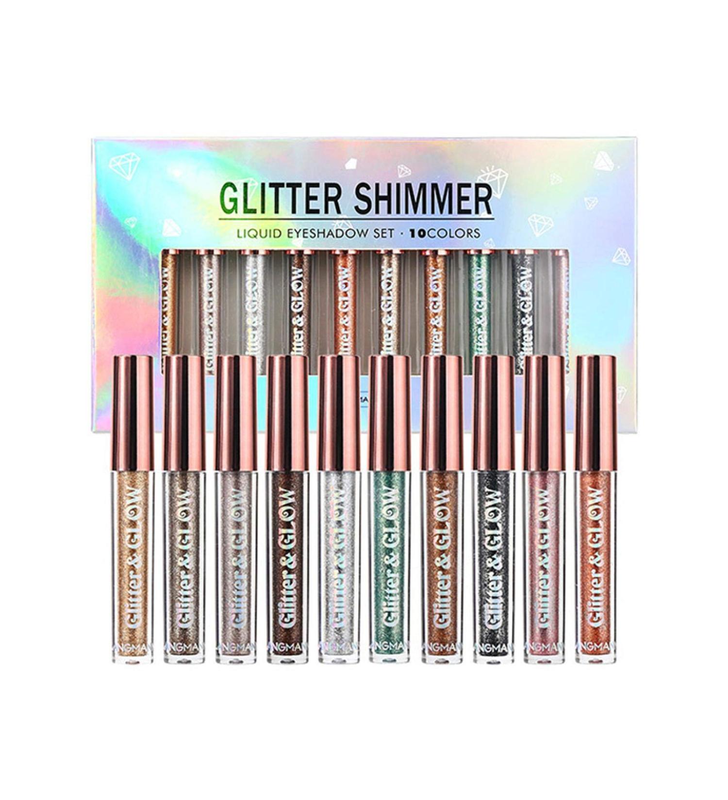 DTT 10 Colors Liquid Glitter Eyeshadow Set Long Lasting Waterproof Eye Shadow Makeup Shiny Shimmer for Girls Makeup Cosmetic Manner - Buy Online on GoSupps.com