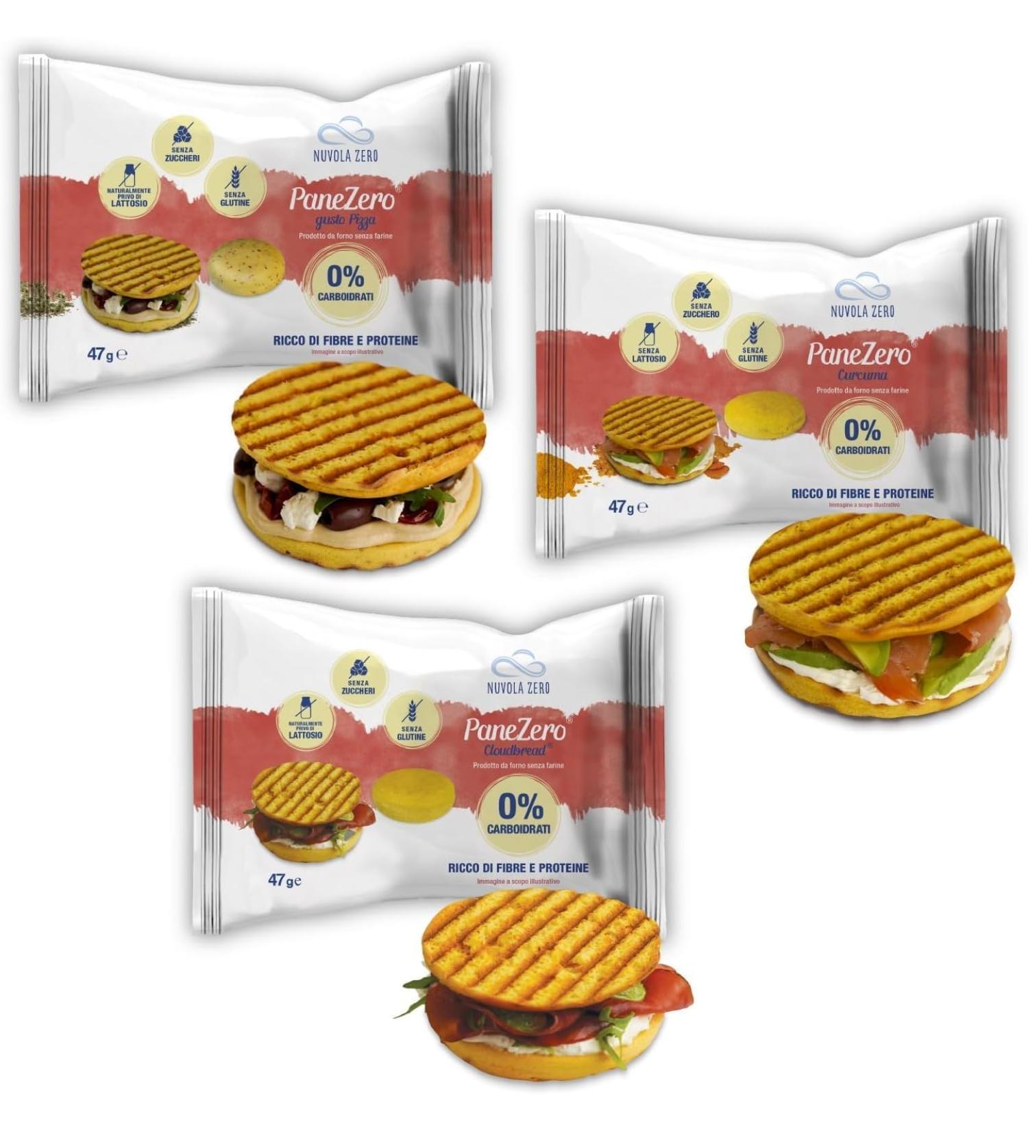 Nuvola Zero - Pane Zero MIX 3 Flavors Sandwich Bread Without Carbohydrates Without Sugar Without Lactose Rich in Fiber and Protein  - Buy Online on GoSupps.com