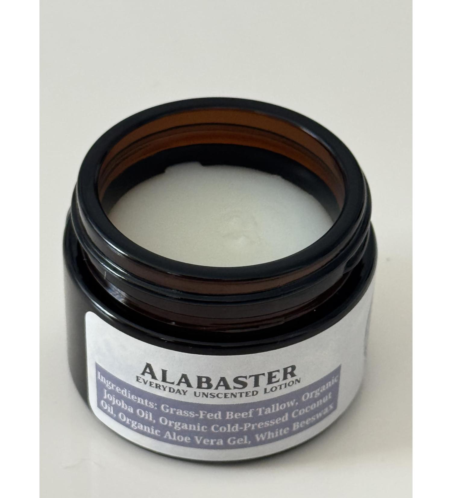 L&S Collective - Alabaster Lotion for Face/Skin Moisturizer w/Grass-Fed Beef Tallow Jojoba Oil Beeswax Coconut Oil and Aloe Vera - Natural Homemade for Dry & Sensitive Skin (Unscented) - 2oz - Buy Online on GoSupps.com