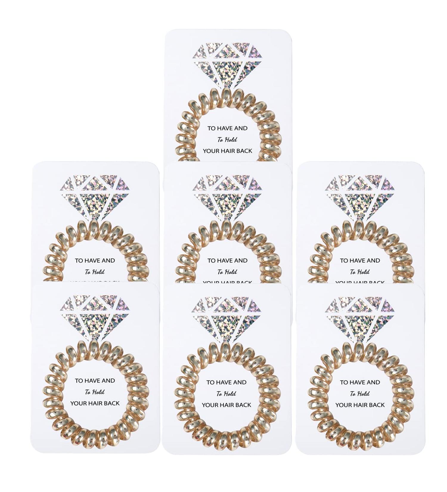 Bachelorette Party Hair Ties Set - Bridesmaid Proposal Gifts - Spiral Scrunchies for Bridal Shower/Wedding - Champagne Color - Pack of 7 - Buy Online on GoSupps.com