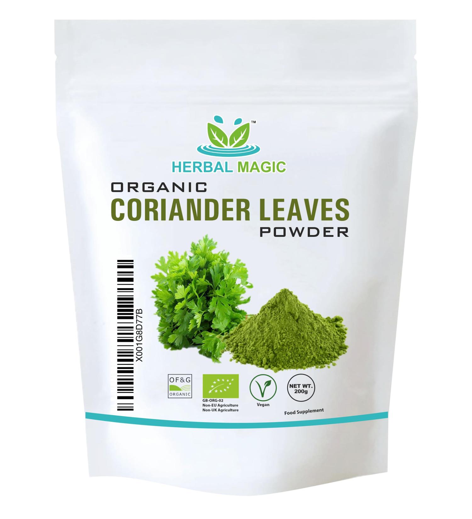 Herbal Magic Organic Coriander Leaf Powder - Kitchen King for Indian Cuisine | 200g - Pure, Flavourful, and Preservative-Free - Buy Online on GoSupps.com