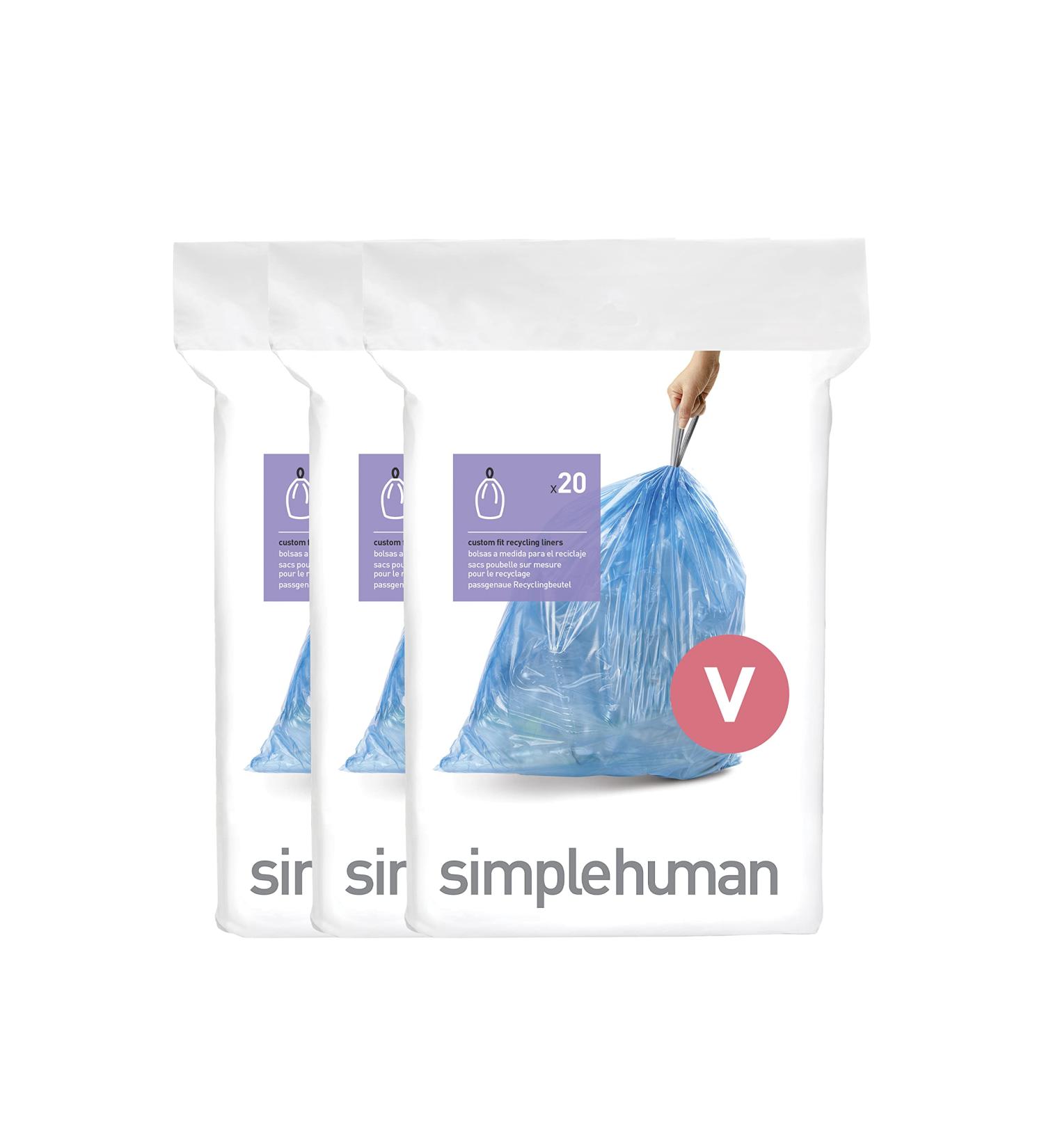 simplehuman Code V Custom Fit Drawstring Trash Bags - 60 Count, 16-18L/4.2-4.8 Gallon, Blue Liners - Buy Online on GoSupps.com