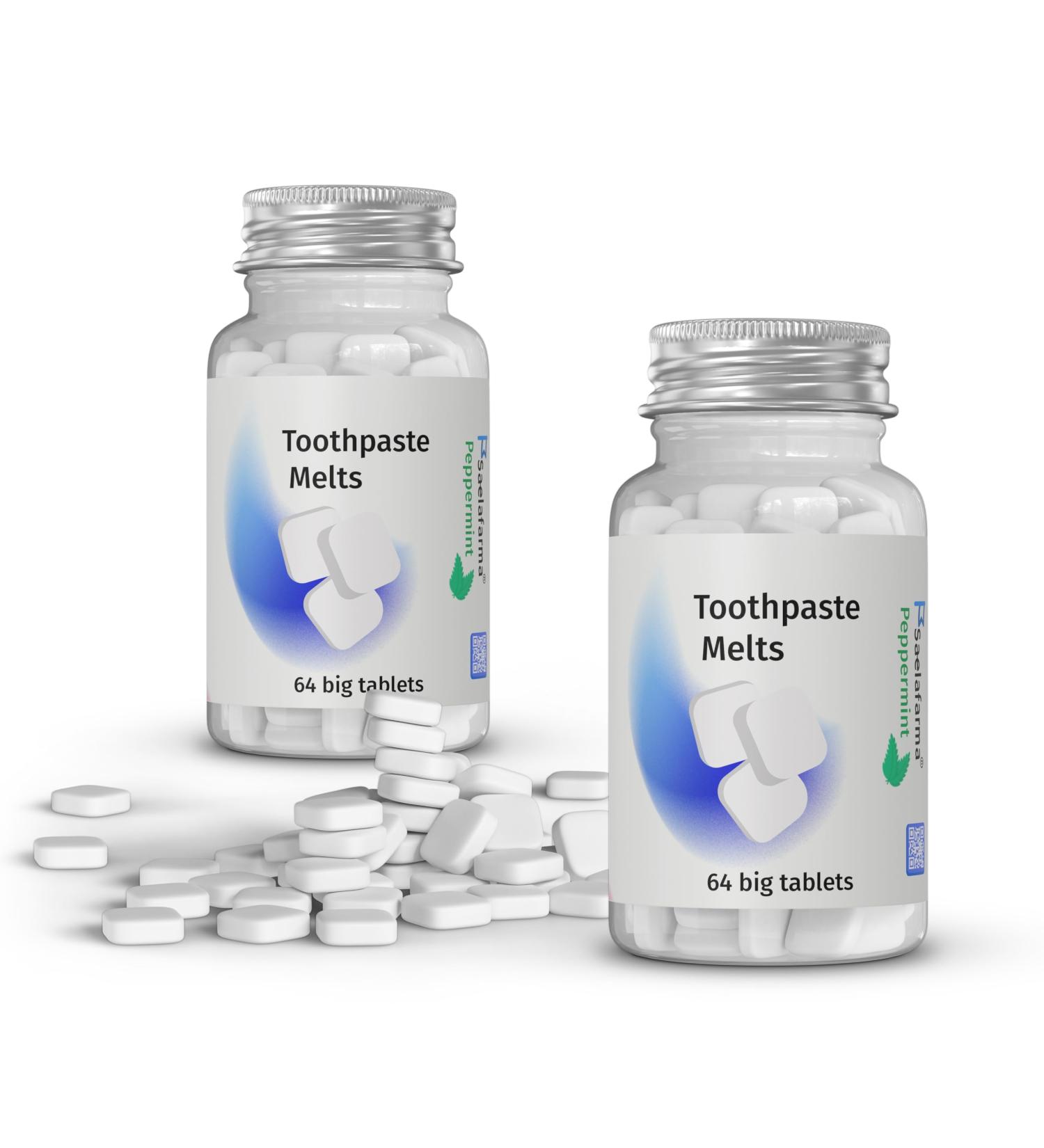 Buy Natural Mint Toothpaste Melts - Clean Ingredients Whitening Formula 128 Tablets (2 Pack) - Stain Fighting Bicarbonate & Earth Minerals - Buy Online on GoSupps.com