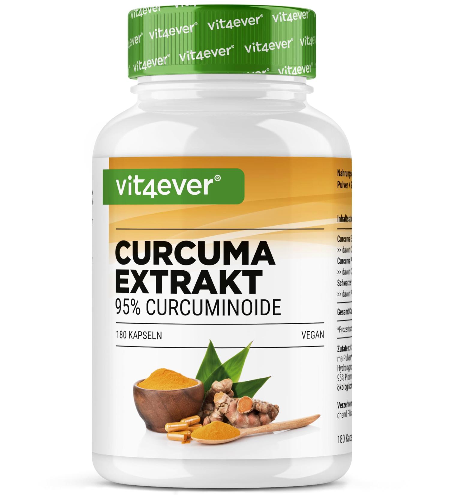 VitaminVersand24 DE Curcuma extract 180 capsules Highly dosed with 500 mg curcumin per daily portion With 90 curcumin content Without unwanted additives vegan 98 Curcuminoid - Buy Online on GoSupps.com