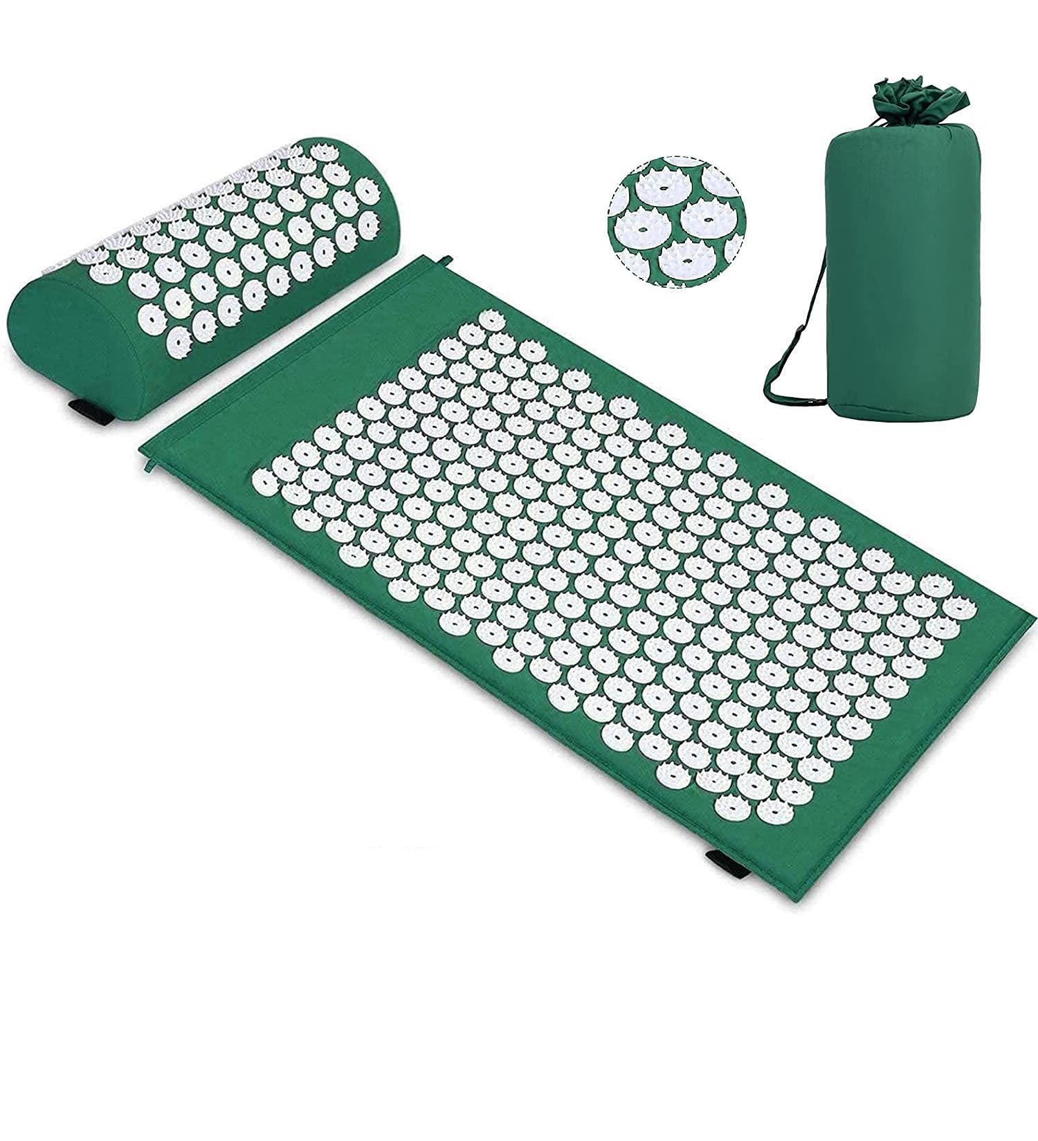 Angelkiss WXL-1007 Acupressure Mat - Eco-friendly Cotton Green-White - Best for Relaxation & Pain Relief | Buy Internationally - Buy Online on GoSupps.com