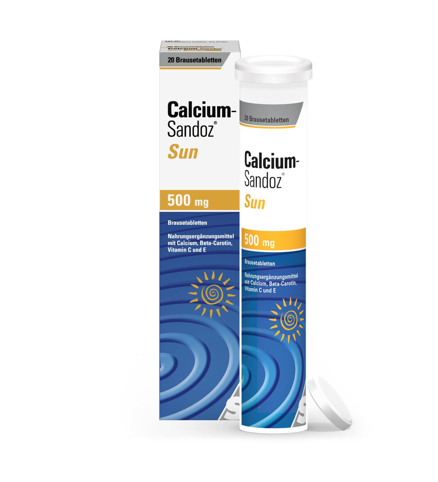 Calcium-Sandoz Sun Effervescent Tablets - 20 pcs | Protect Your Skin from Oxidative Stress This Summer - Buy Online on GoSupps.com