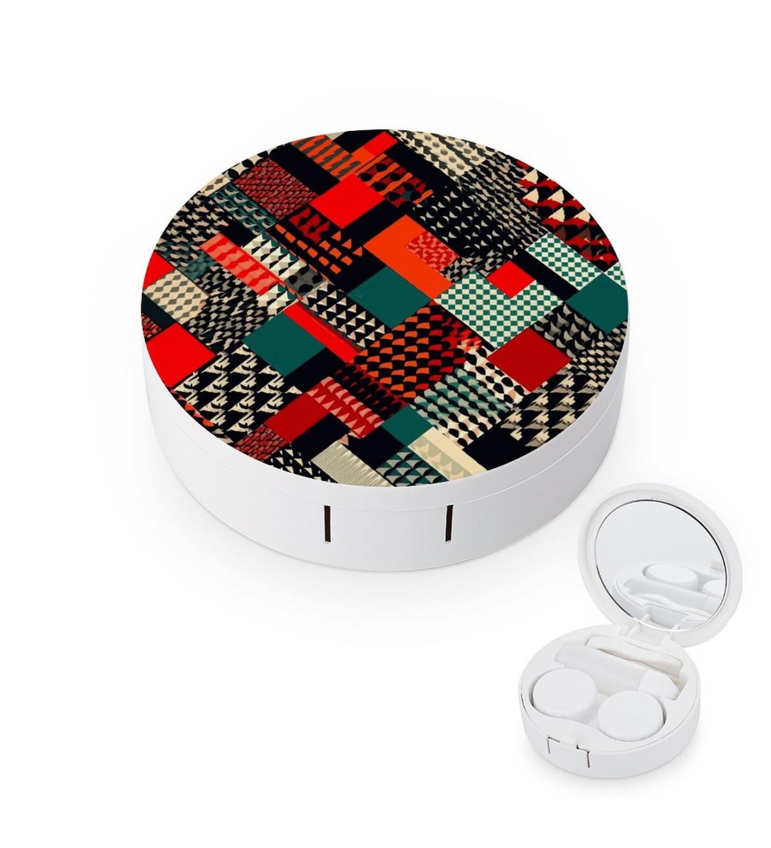 Buy Diagonal Geometric Pattern Contact Lens Case | Durable Plastic Travel & Care Box for Easy Lens Storage - Buy Online on GoSupps.com