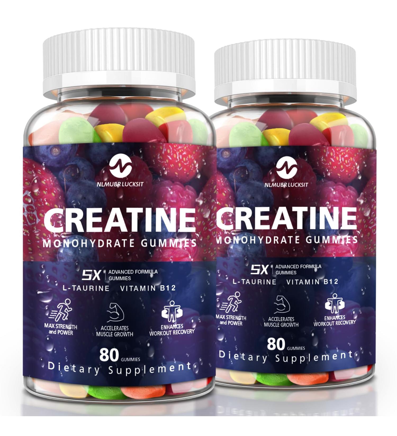 NLMUBR LUCKSIT Creatine Monohydrate Gummies - 5g for Men & Women, Creatine Gummies Mixfruit Taste with Taurine for Muscle Gain & Strength, Muscle Builder, Energy Boost, Pre Workout Supplement, 160pcs - Buy Online on GoSupps.com