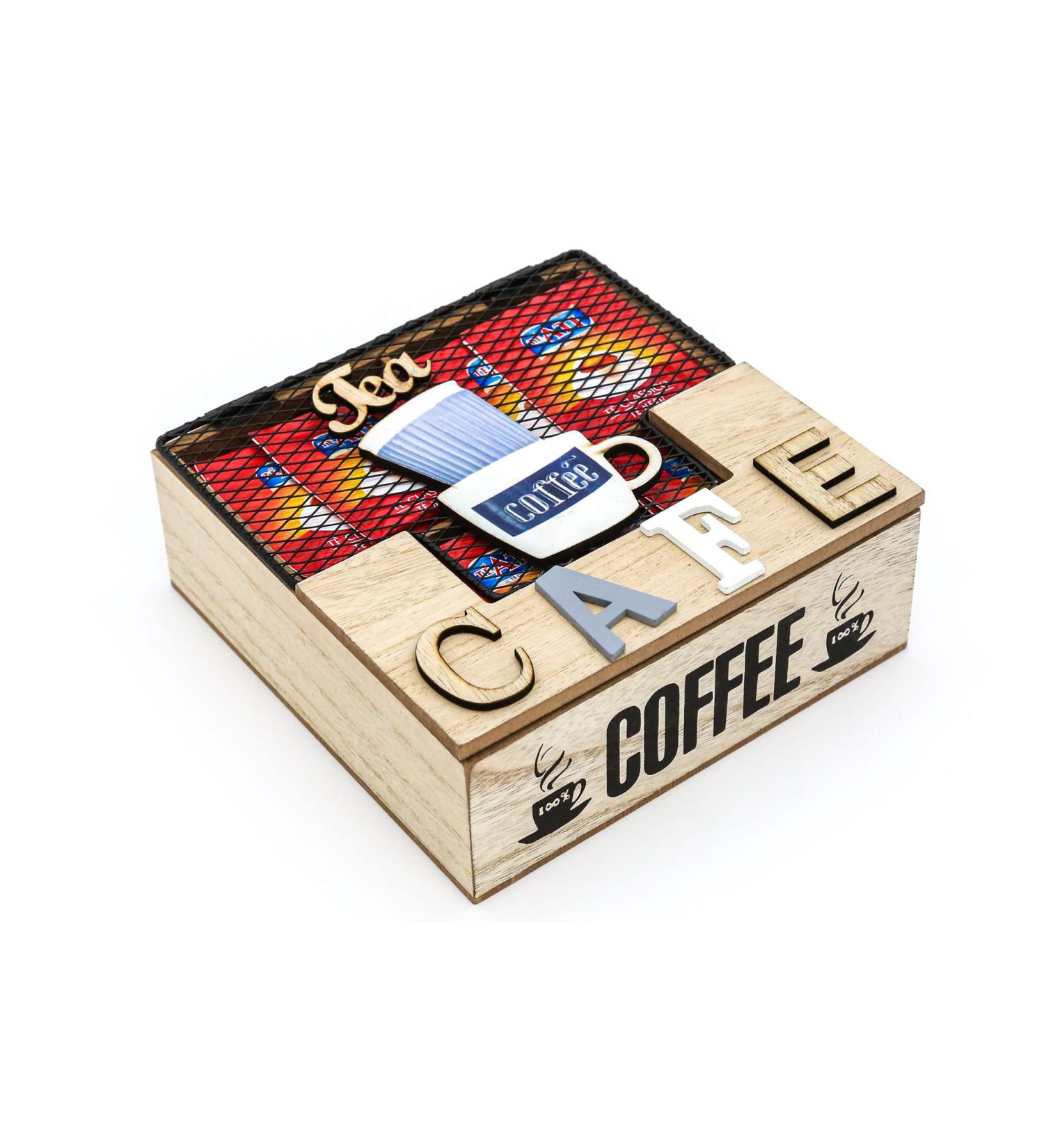 Gruppo Maruccia - Wooden Tea and Herbal Tea Box - Kitchen Container for Sugar and Tea Bags - Buy Online on GoSupps.com