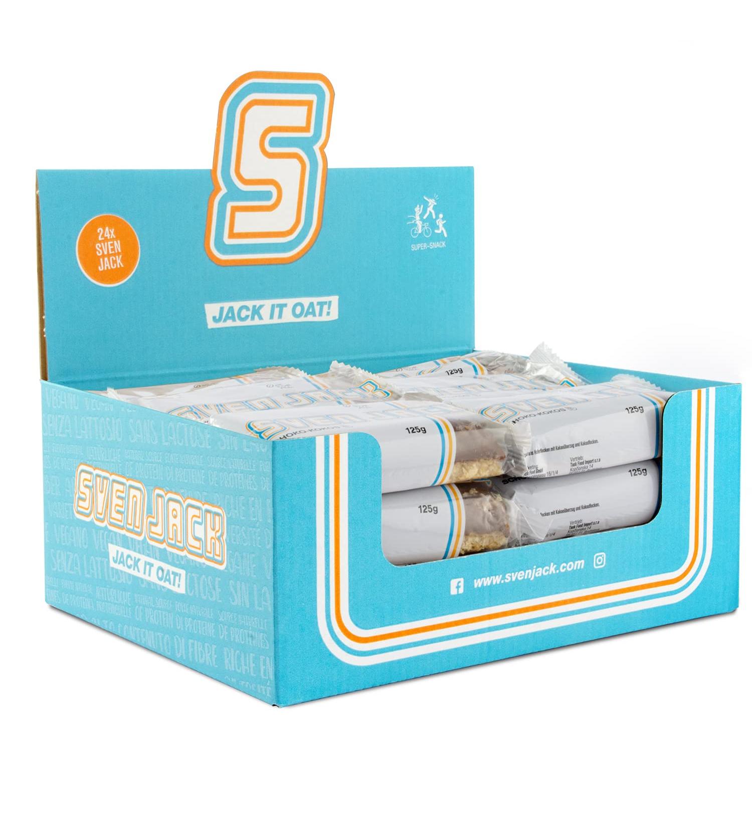 Sven Jack Schoko-Kokos Energy Cake 24x125g - Oatmeal Fitness Bar | Long-Chain Carbs Snack for Everyday Energy - Buy Online on GoSupps.com