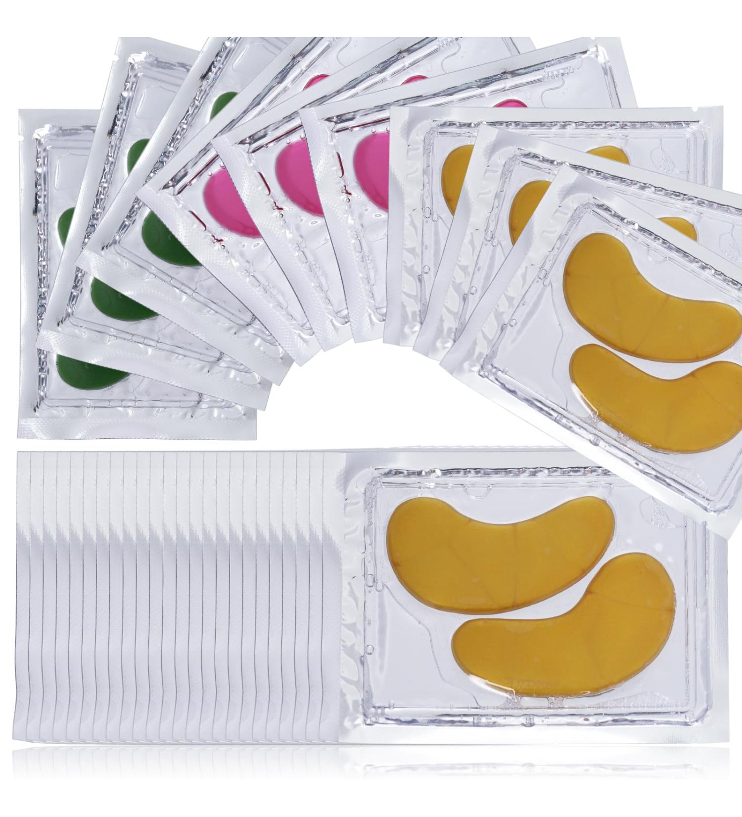 LZM Under Eye Gel Patches Natural Gel Eye Masks Under Eye Treatment Masks for Dark Circles Anti Wrinkle Puffy Eyes (Green Pink Gold) - Buy Online on GoSupps.com