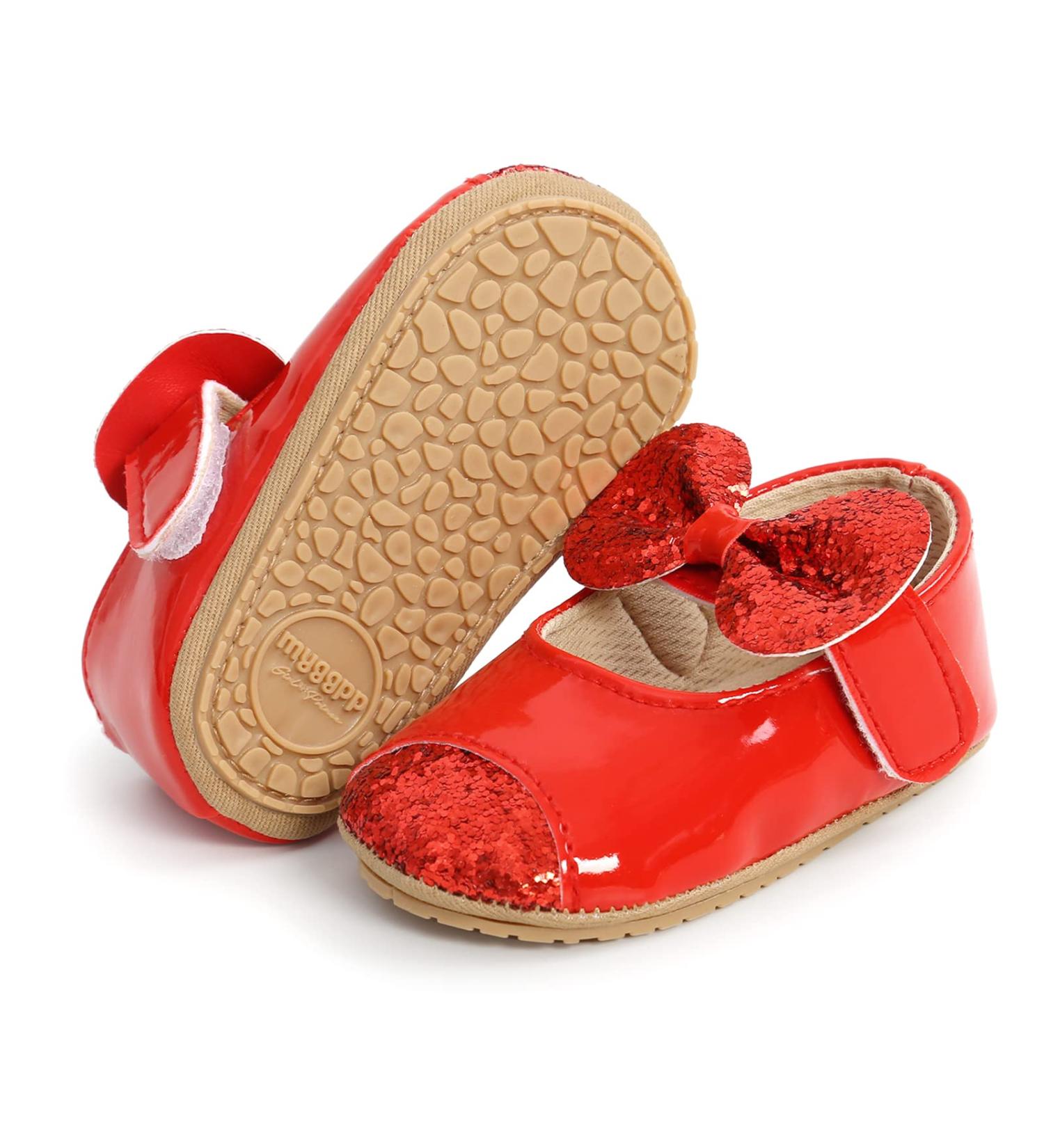 RVROVIC Baby Girl Moccasins - Infant Princess Sparkly Soft Sole Shoes - Size 12-18 Months (Red) - Buy Online on GoSupps.com